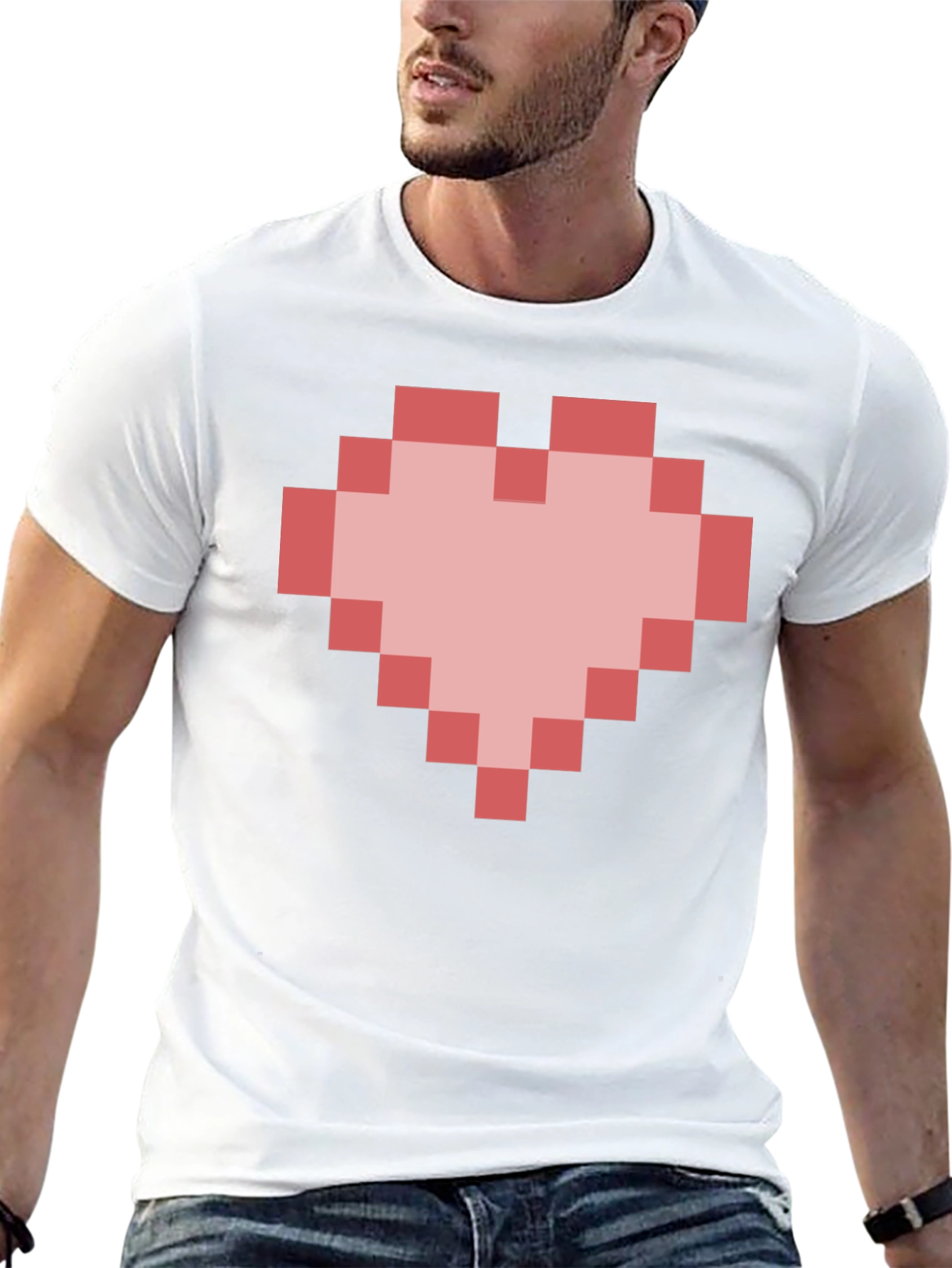 Pixel Heart Graphic Black T-Shirt - Gamer Style