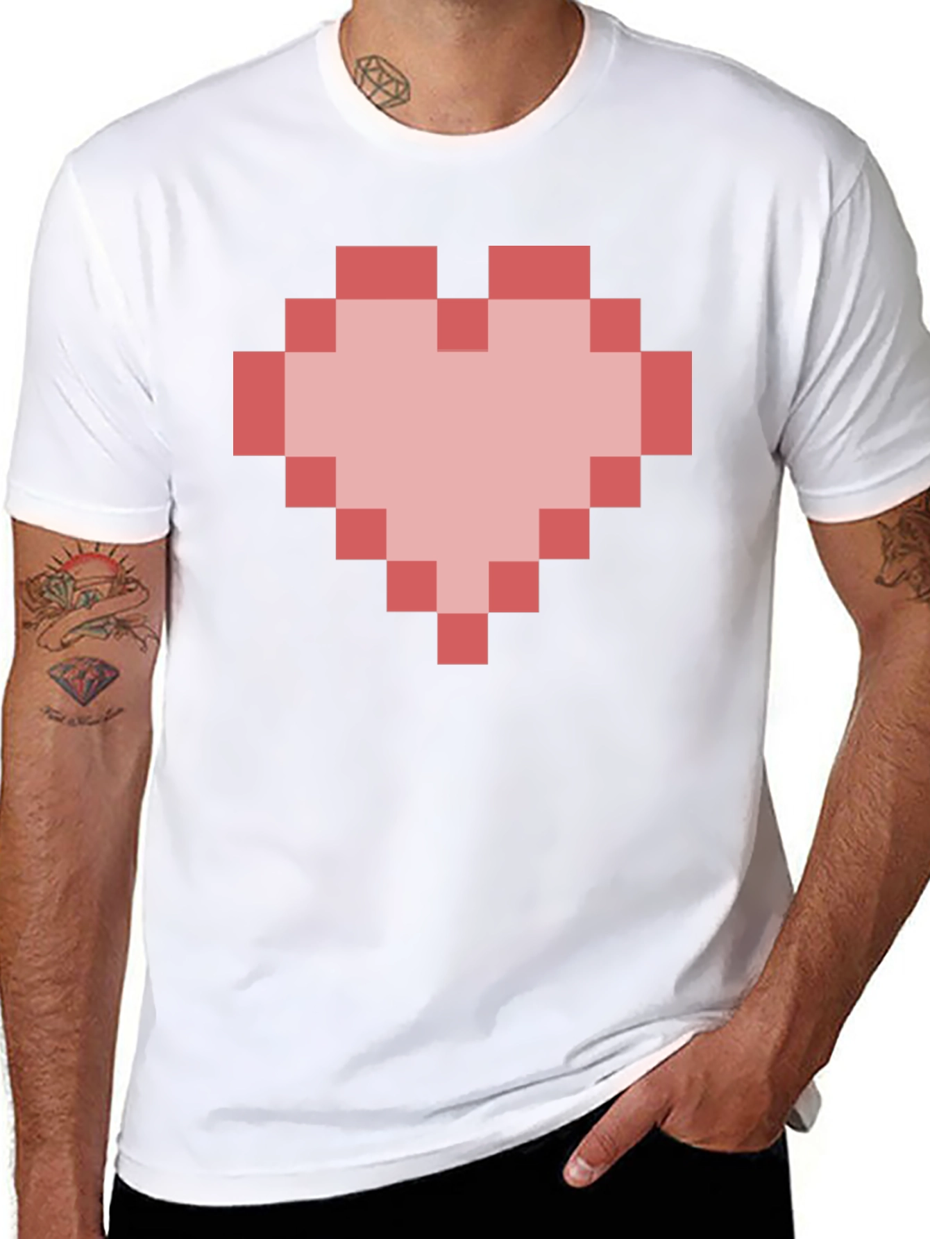 Pixel Heart Graphic Black T-Shirt - Gamer Style