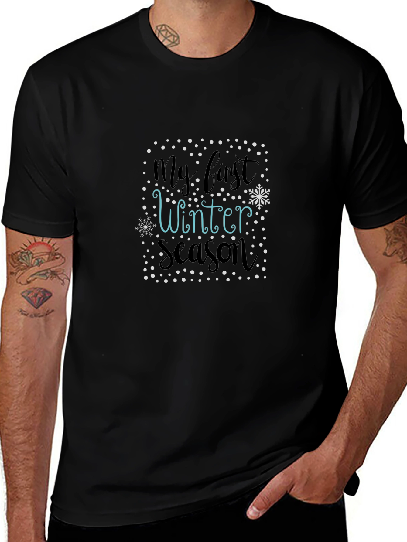 My First Winter Season Black Graphic Tee