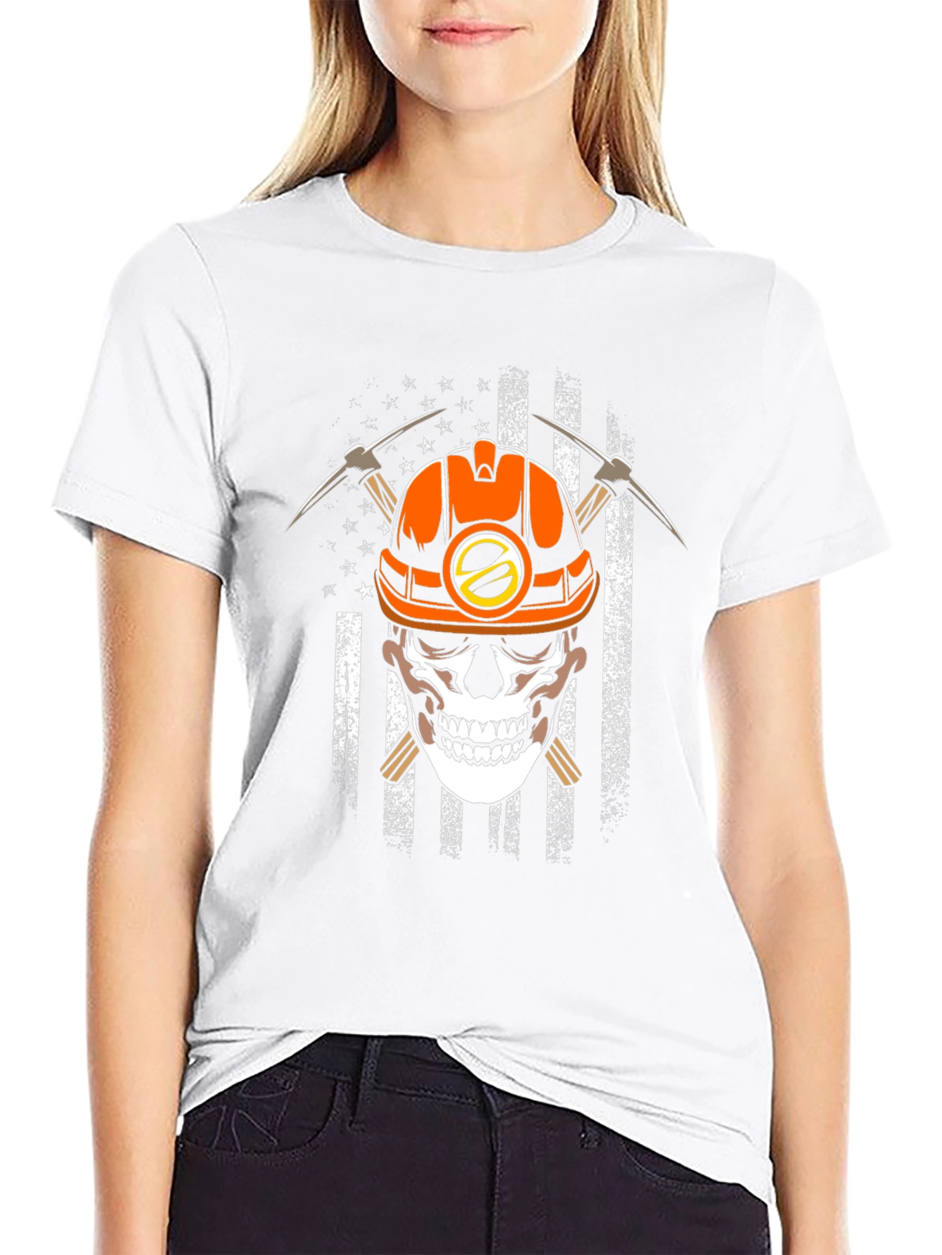Skull Miner T-Shirt - USA Flag Graphic Tee