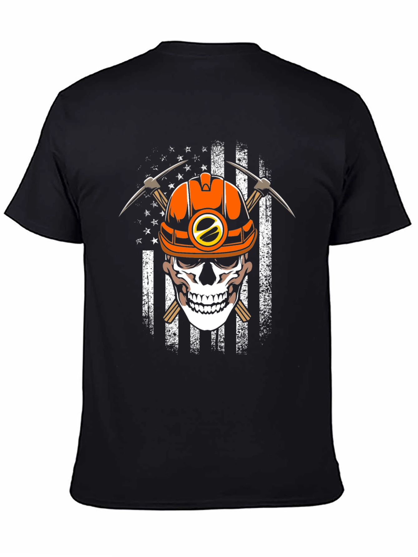 Skull Miner T-Shirt - USA Flag Graphic Tee