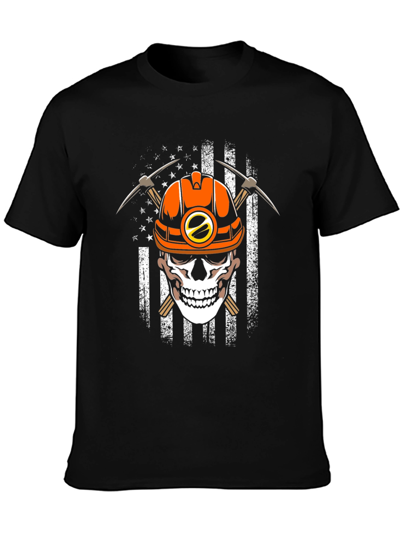 Skull Miner T-Shirt - USA Flag Graphic Tee