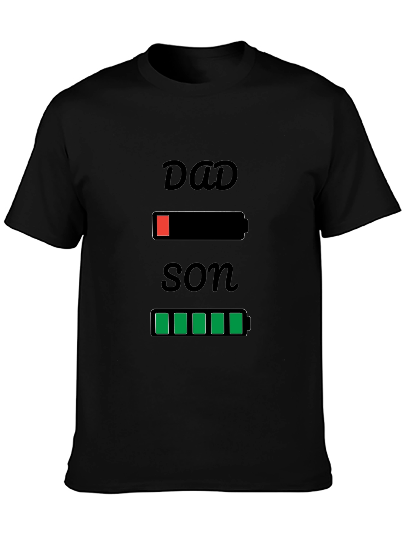 Dad Son Matching Battery T-Shirt - Funny Graphic Tee
