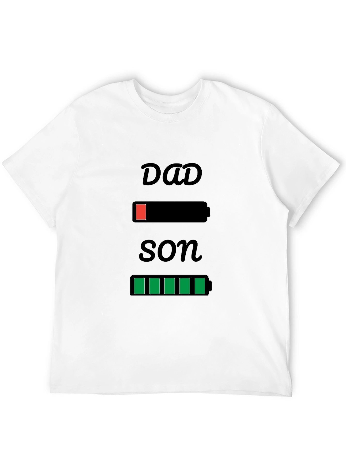 Dad Son Matching Battery T-Shirt - Funny Graphic Tee