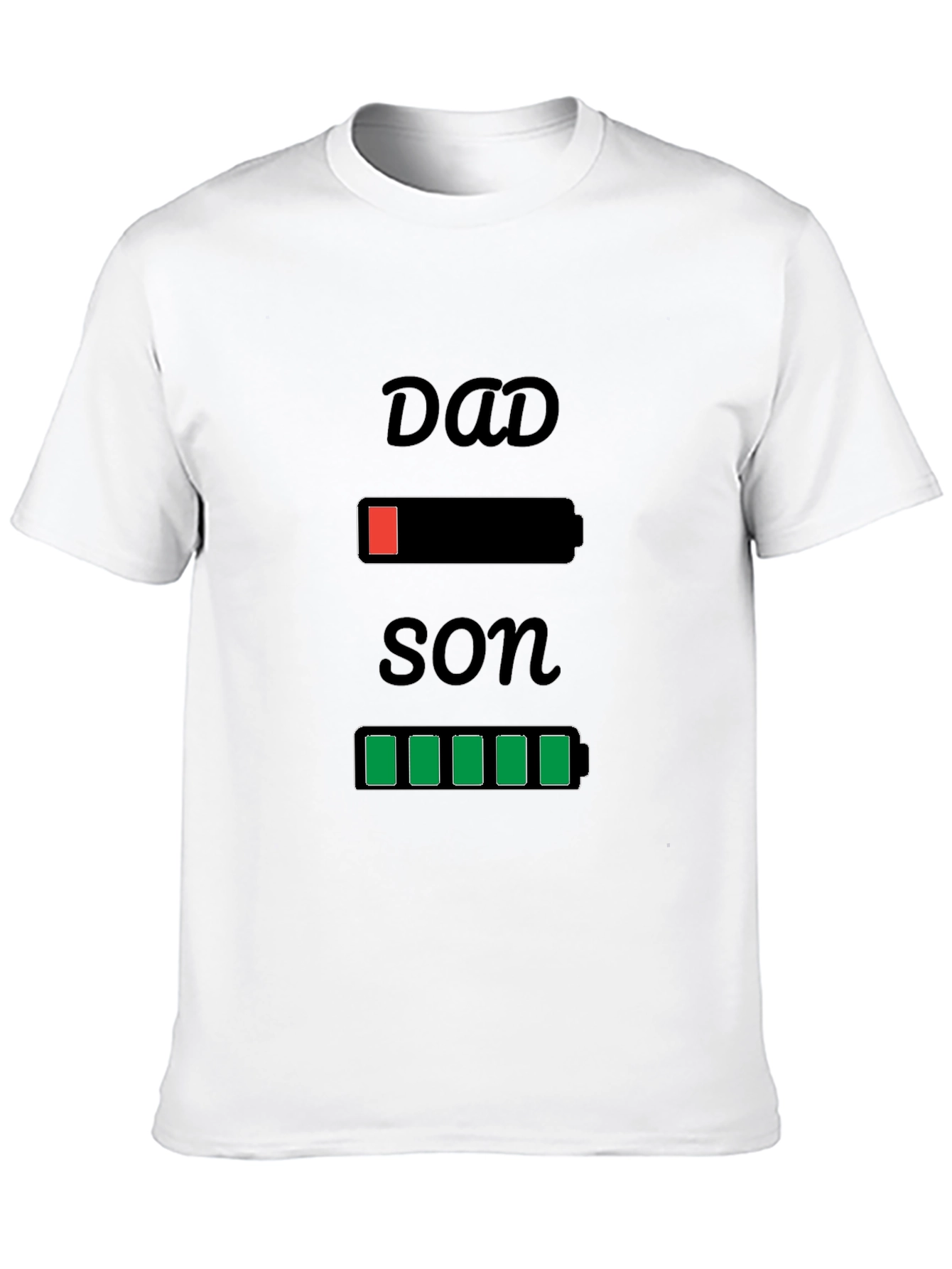 Dad Son Matching Battery T-Shirt - Funny Graphic Tee