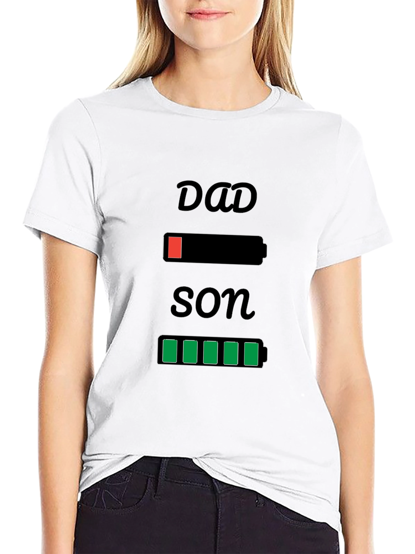 Dad Son Matching Battery T-Shirt - Funny Graphic Tee