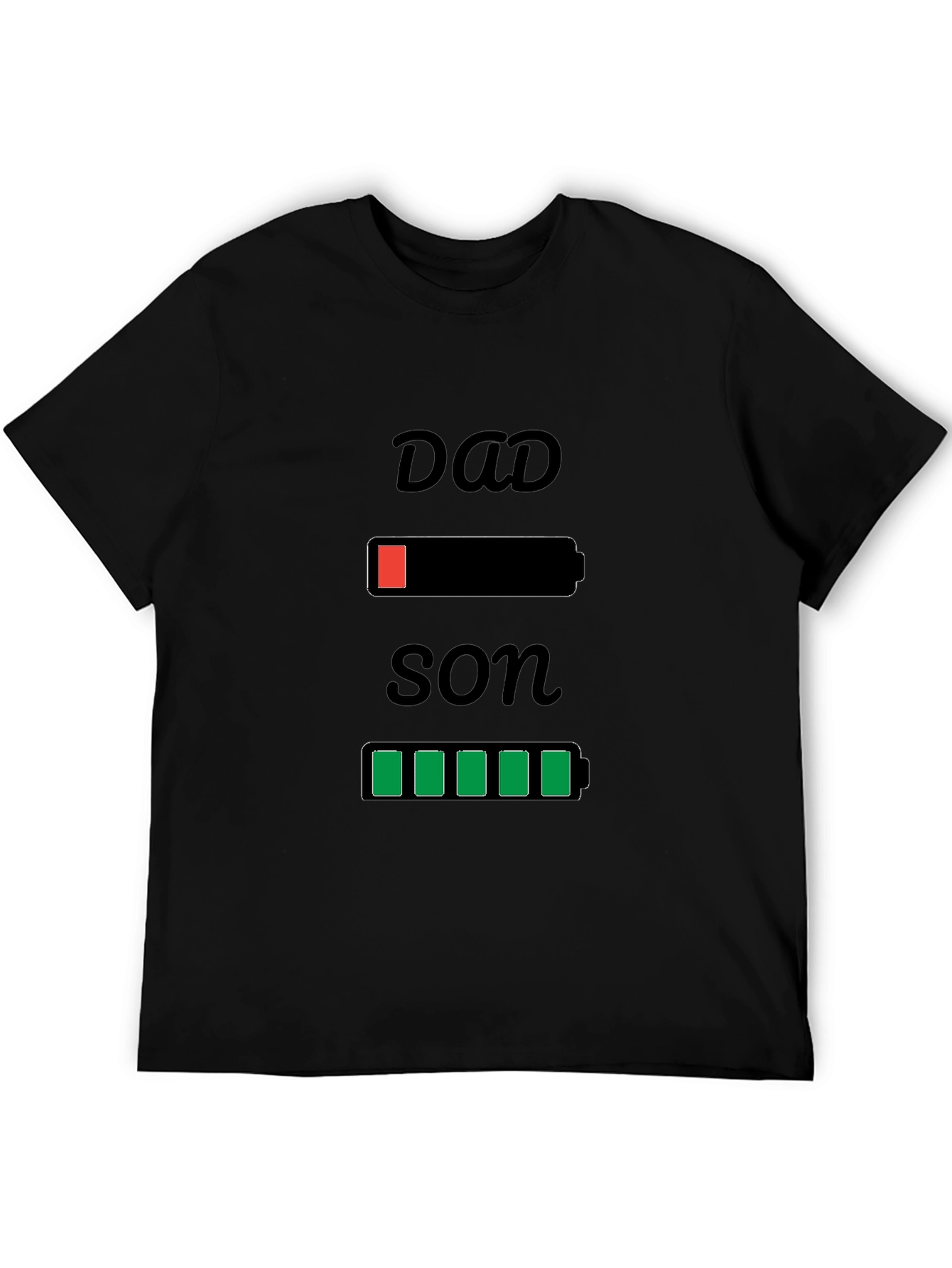 Dad Son Matching Battery T-Shirt - Funny Graphic Tee