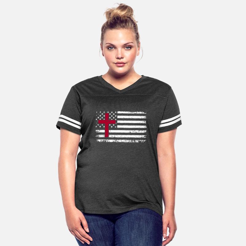 Vintage Distressed Red Cross White USA Flag