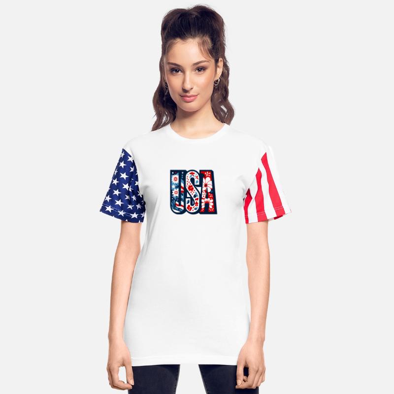 Vintage USA Retro America Patriotic Floral United