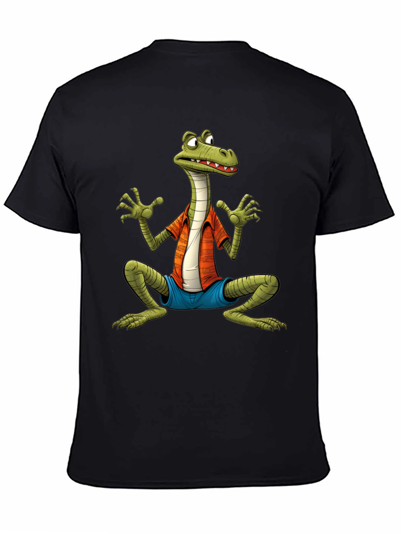 Cartoon Lizard Graphic Tee - Black