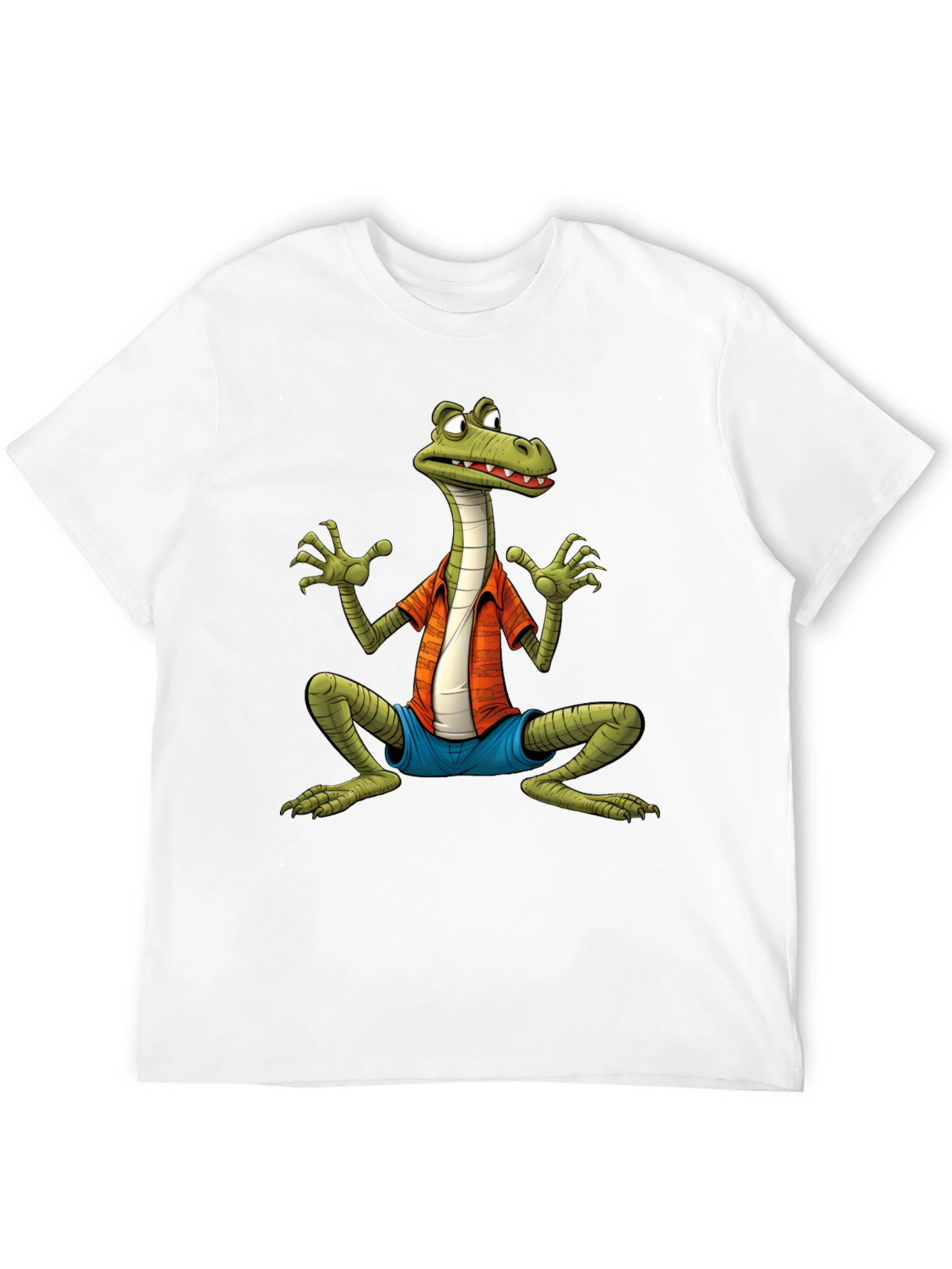 Cartoon Lizard Graphic Tee - Black