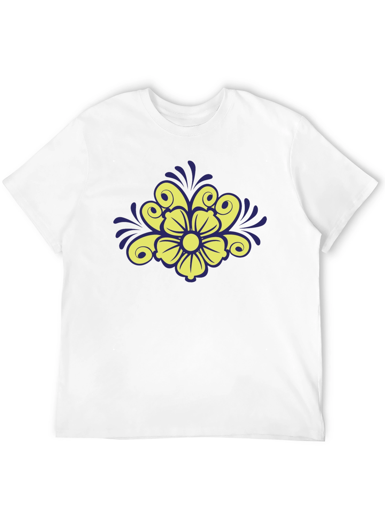 Floral Design Black T-Shirt