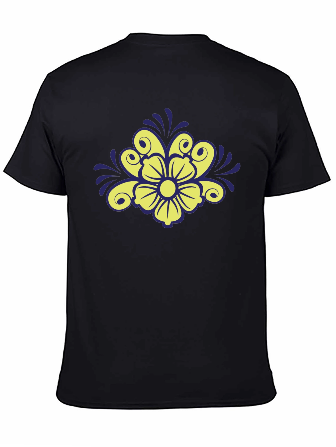 Floral Design Black T-Shirt