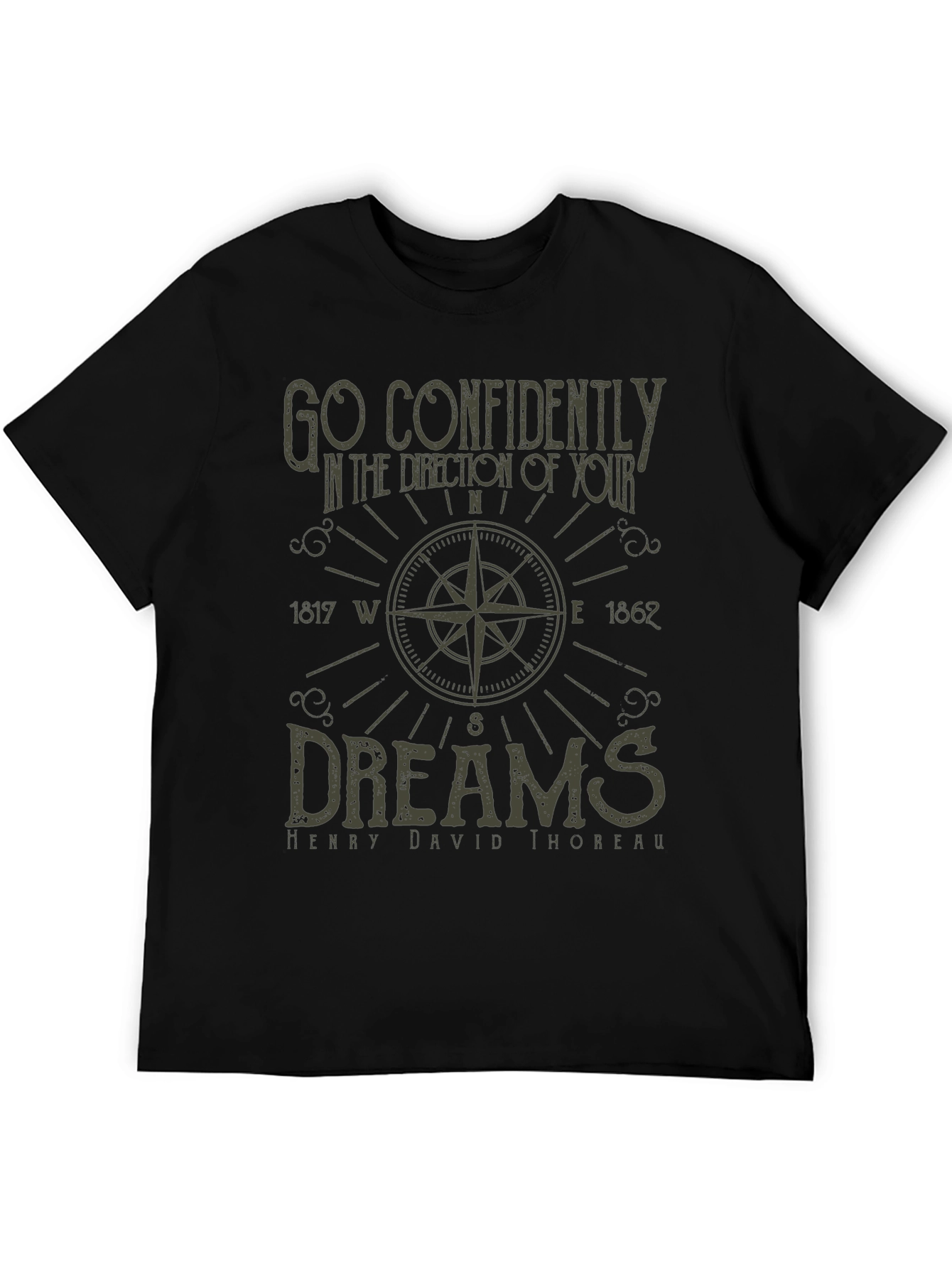 Inspirational Compass Graphic T-Shirt - Thoreau Quote