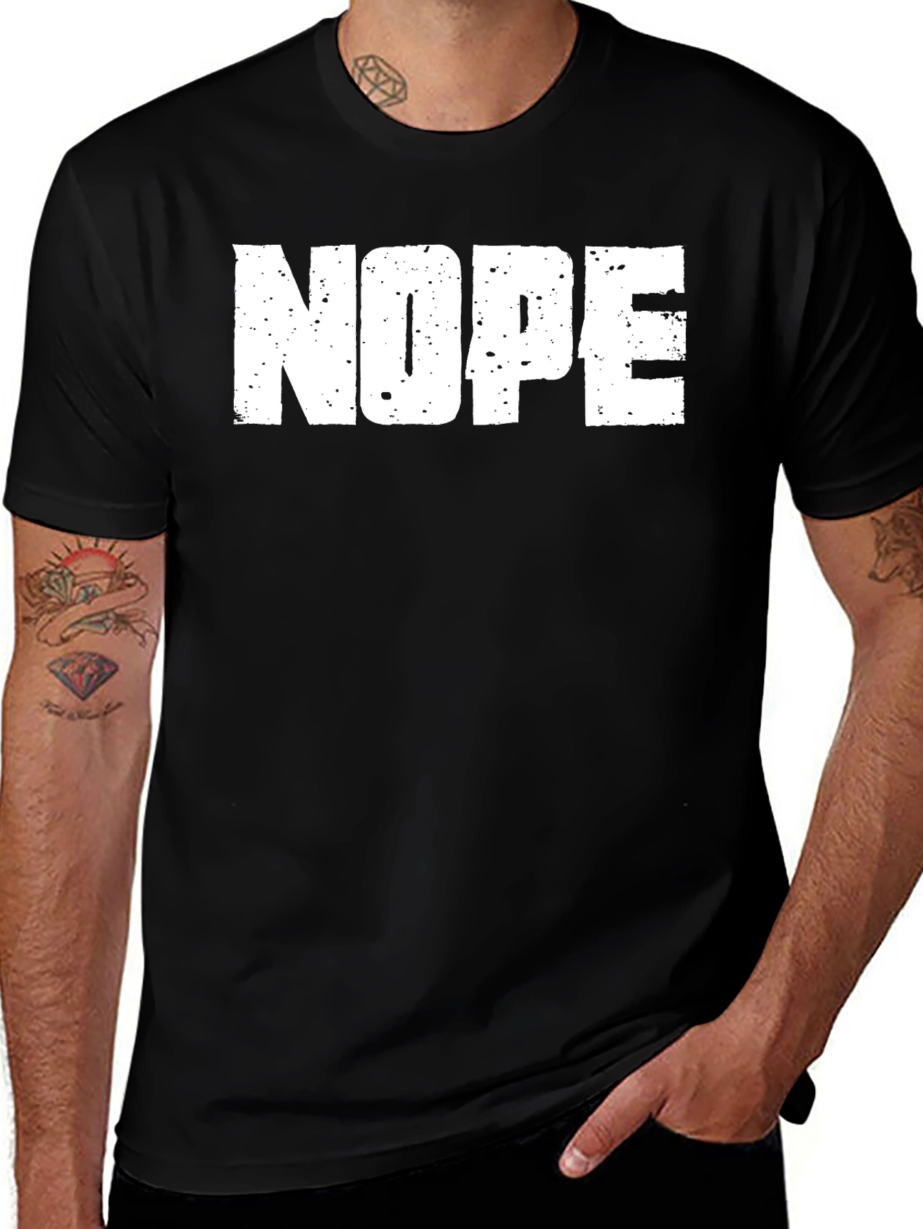 Nope Graphic Tee - Casual Black Cotton T-Shirt