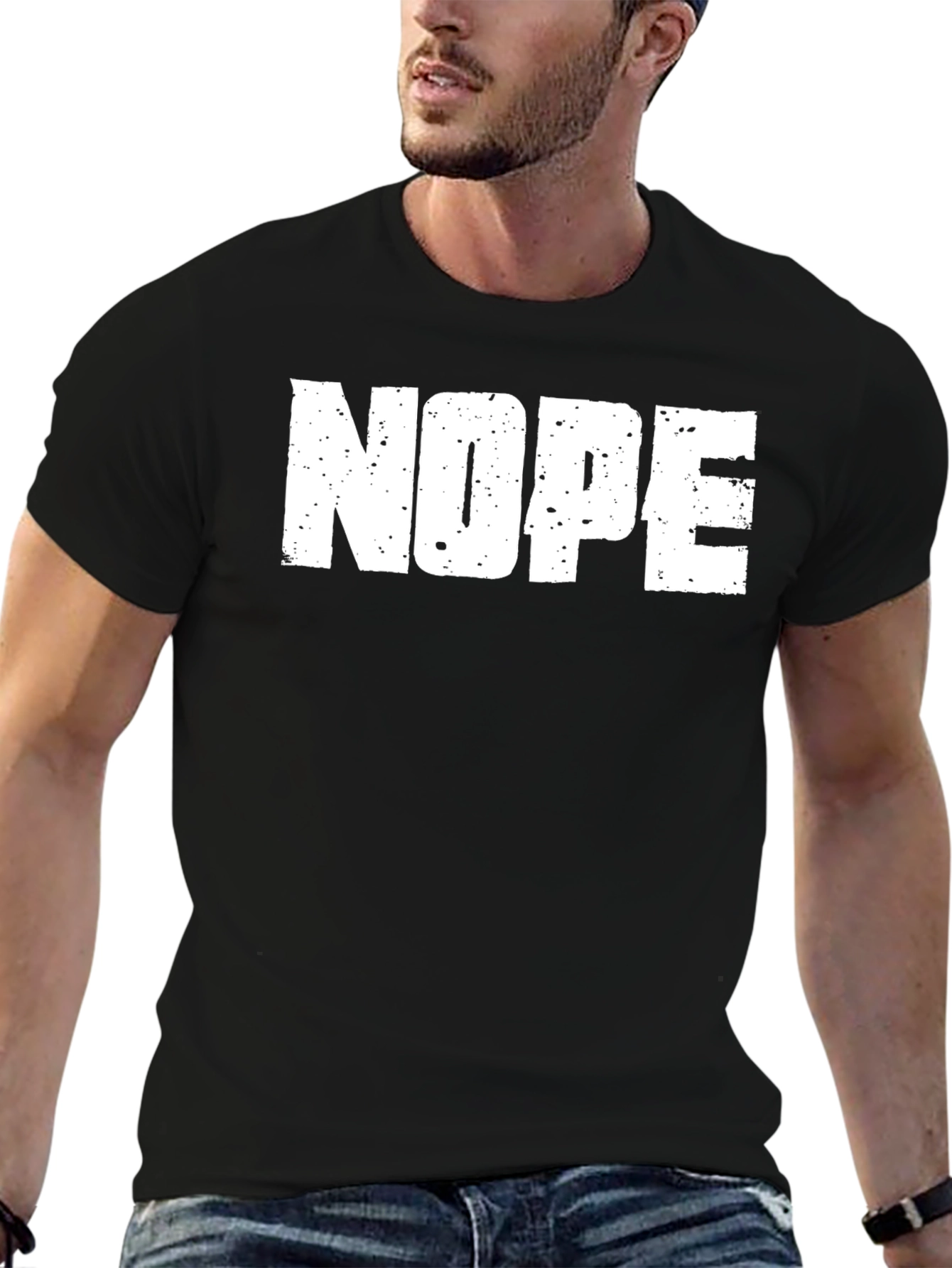Nope Graphic Tee - Casual Black Cotton T-Shirt