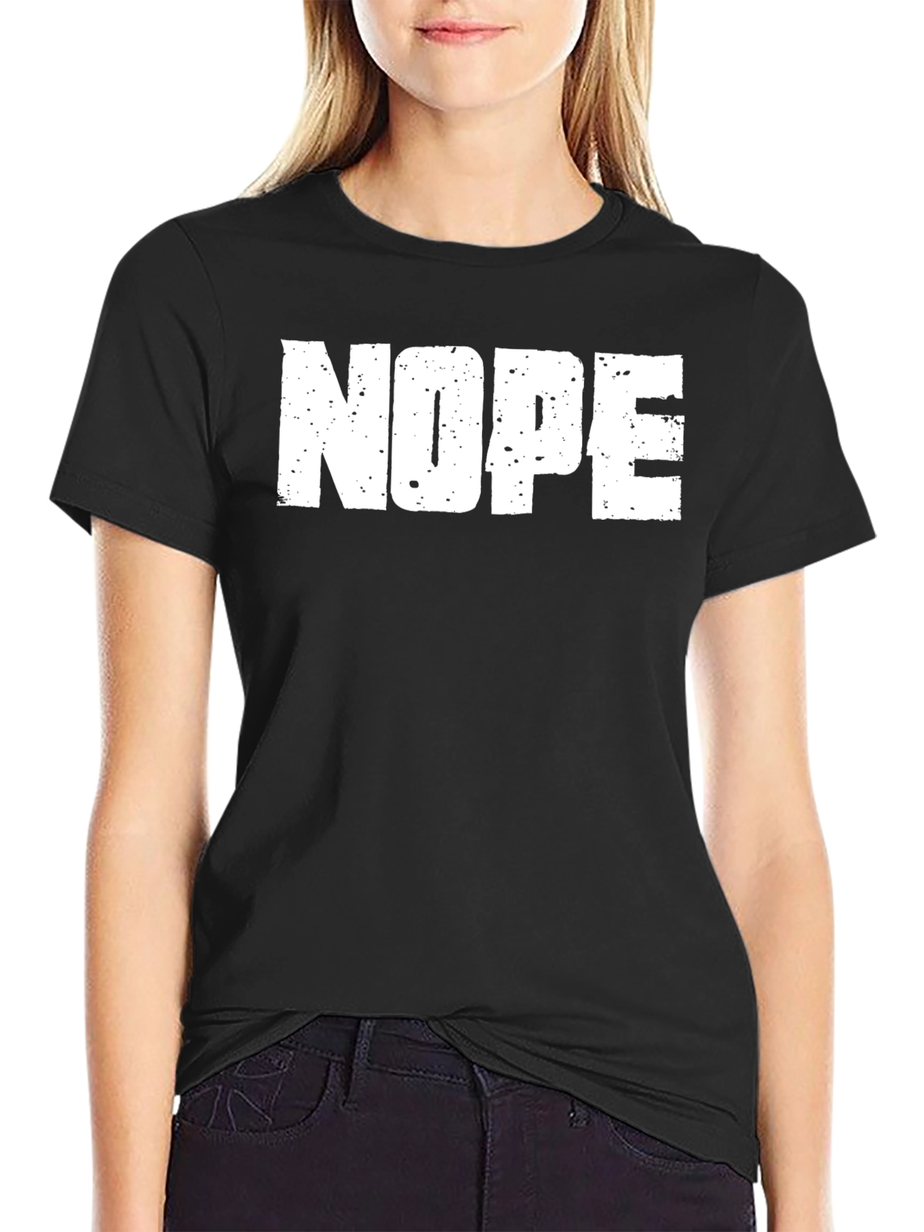 Nope Graphic Tee - Casual Black Cotton T-Shirt