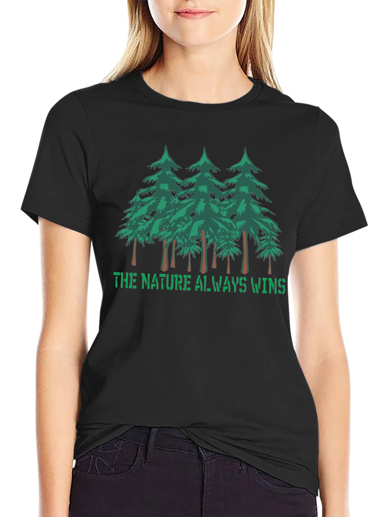 Nature Wins Black Graphic Tee