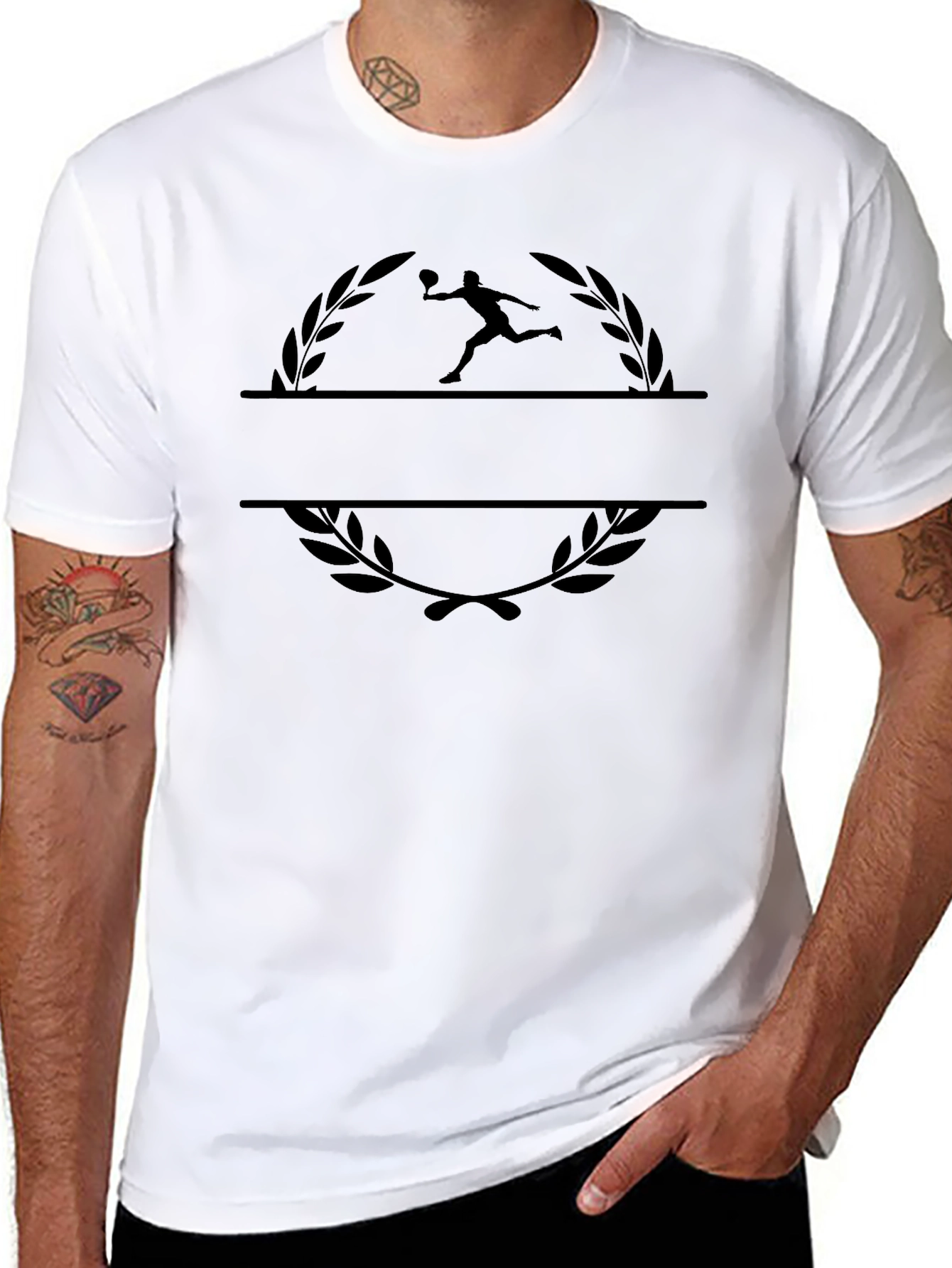 Black Football Player Wreath Graphic T-Shirt