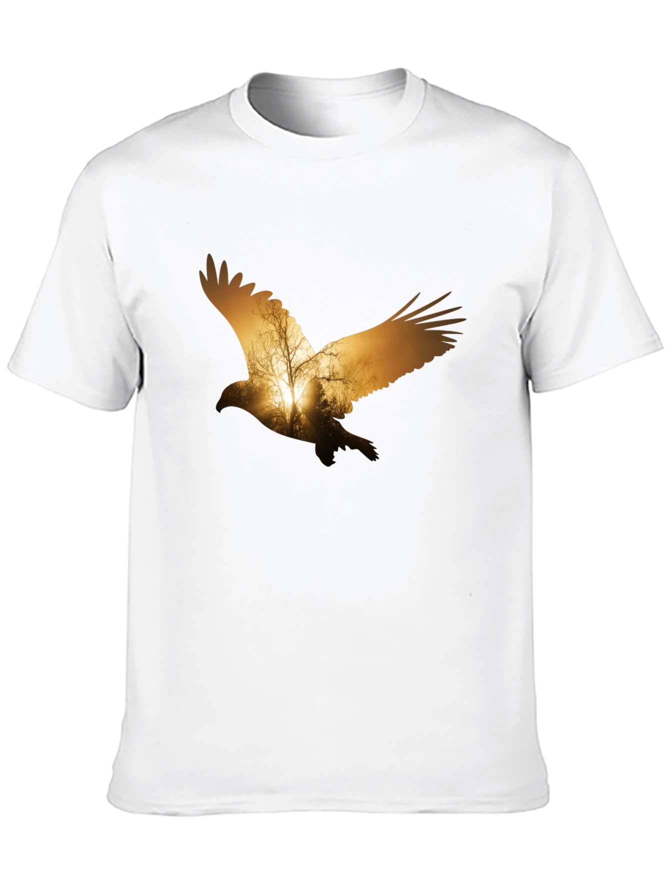 Eagle Sunset Graphic Print Black T-Shirt