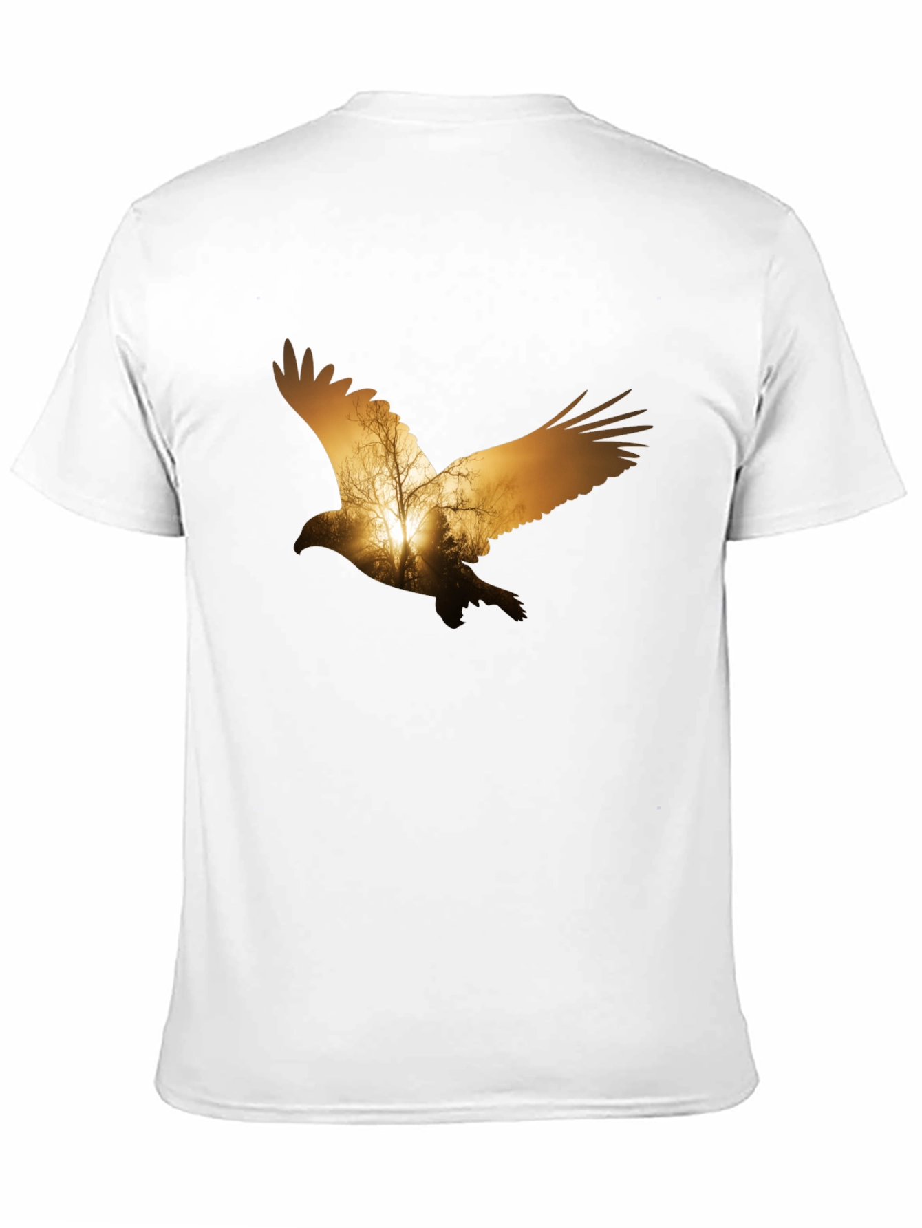 Eagle Sunset Graphic Print Black T-Shirt