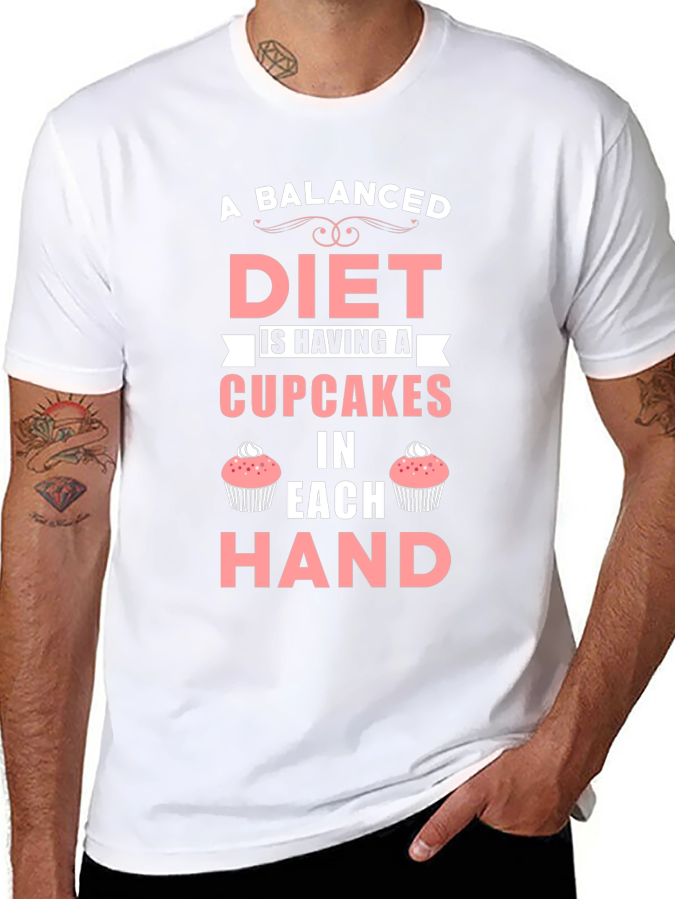 Funny Cupcake Diet T-Shirt - Balanced Eating