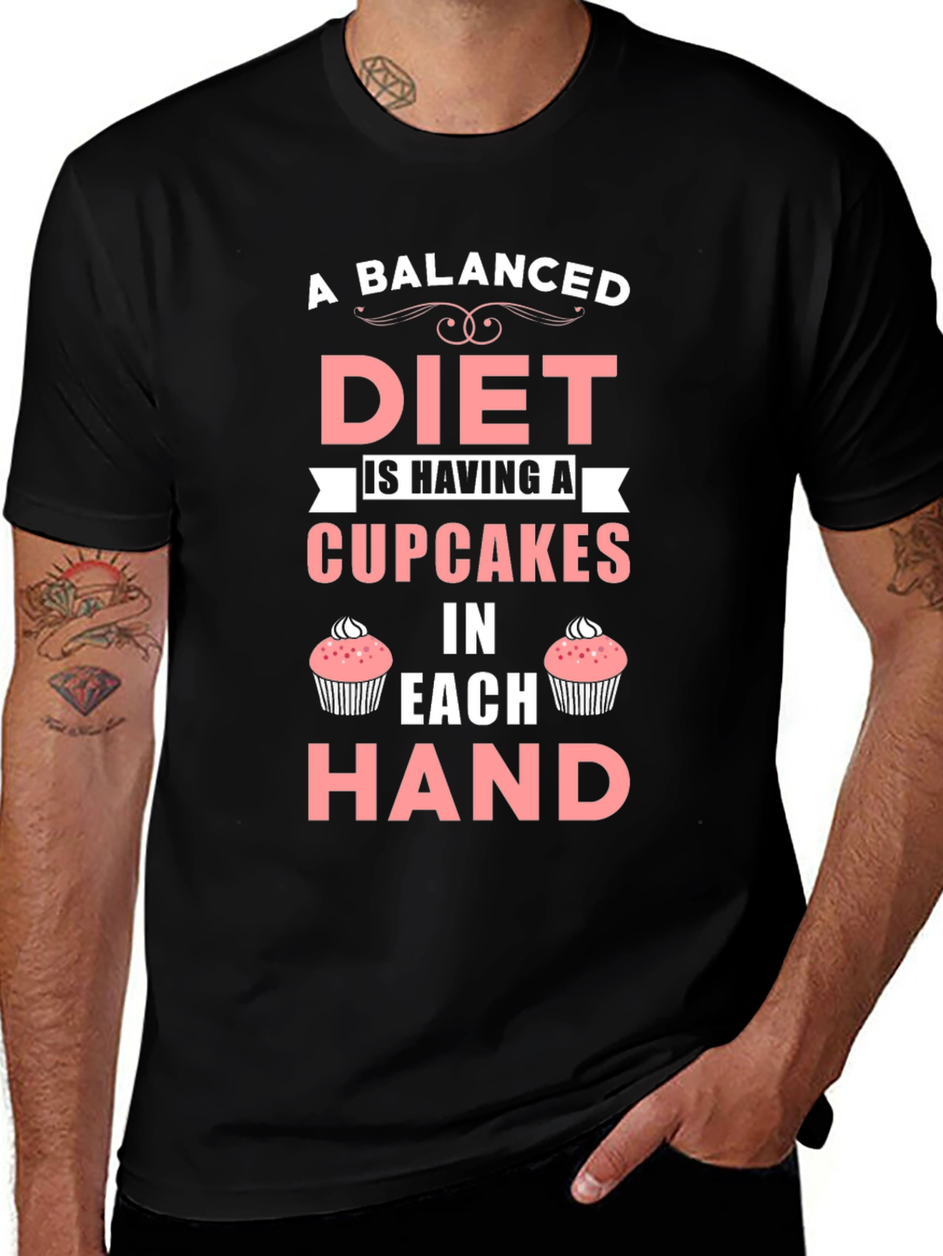 Funny Cupcake Diet T-Shirt - Balanced Eating