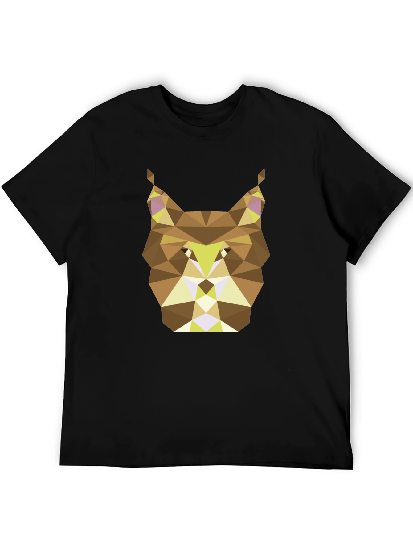 Geometric Lynx Graphic T-Shirt - Black