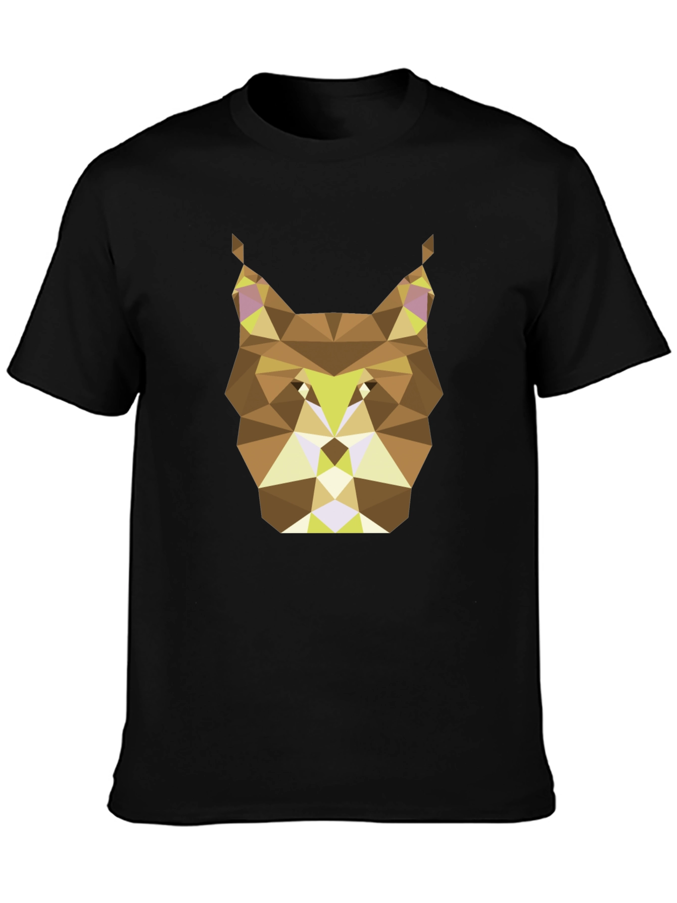 Geometric Lynx Graphic T-Shirt - Black
