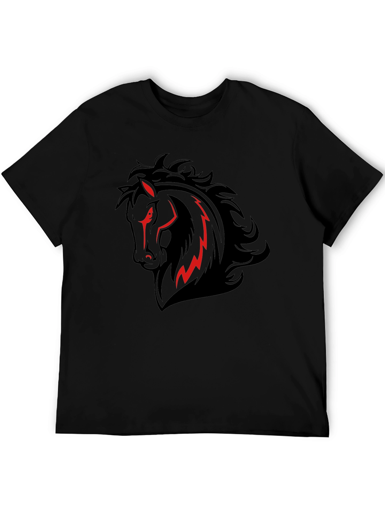 Bold Horse Graphic Tee - Black Cotton T-Shirt