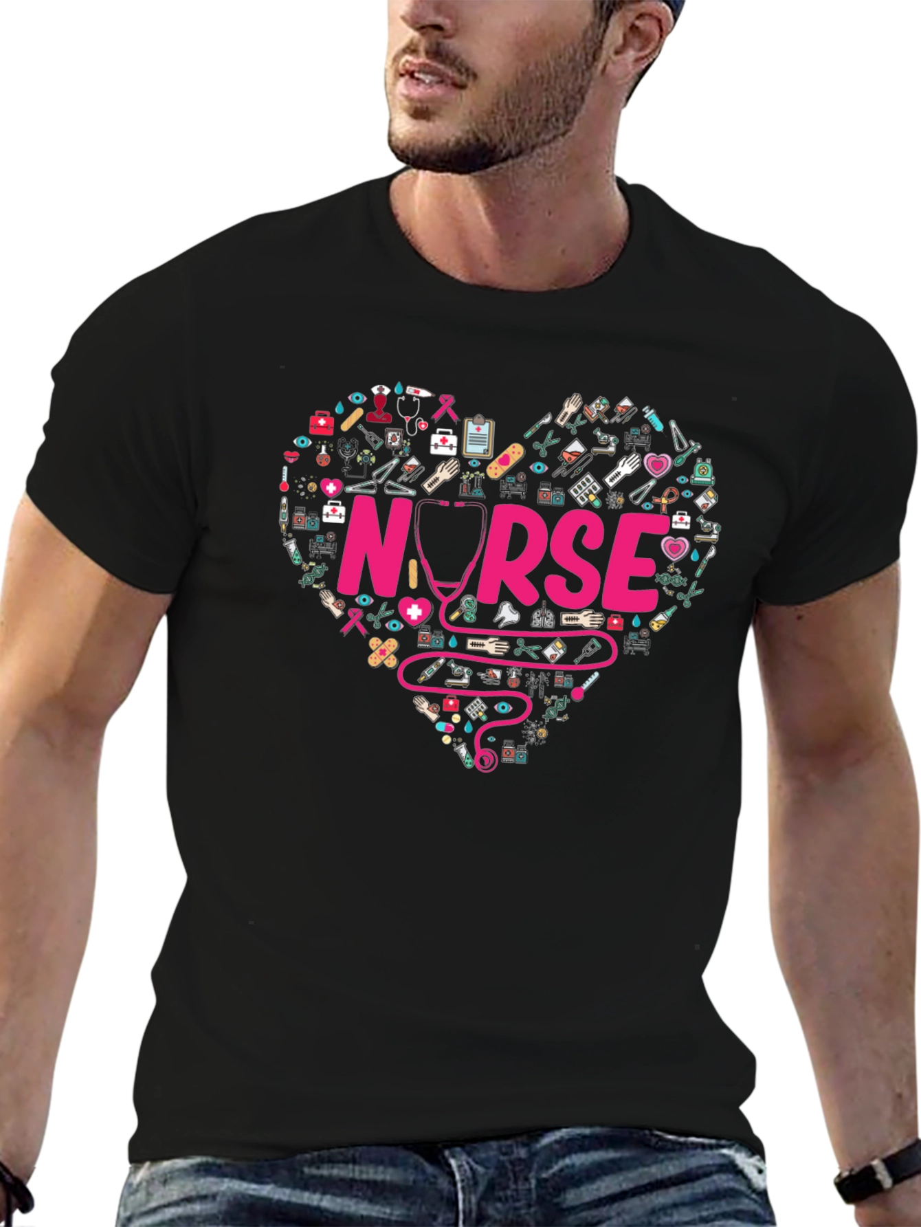 Nurse Heart Graphic T-Shirt - Medical Professional Apparel