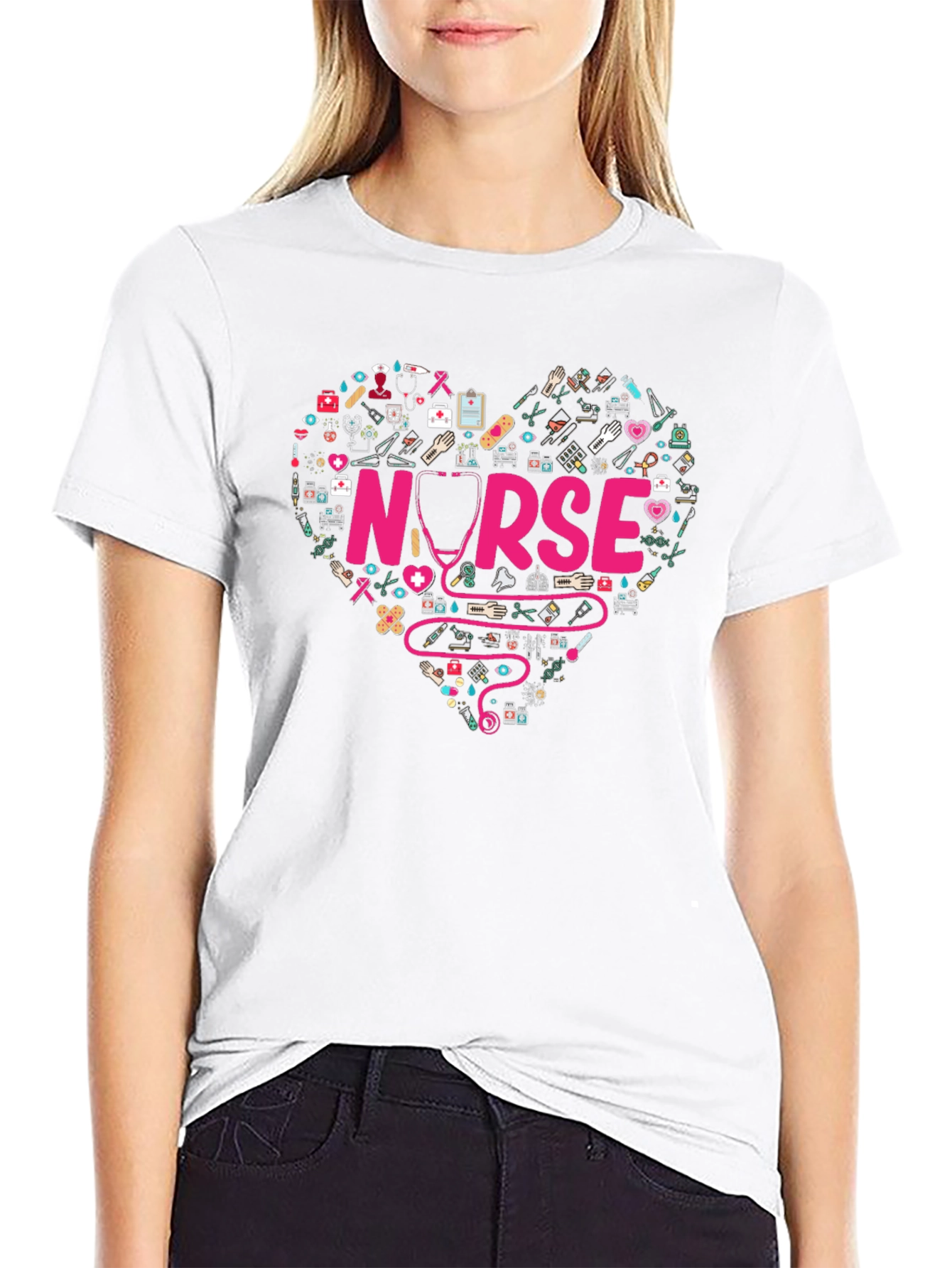 Nurse Heart Graphic T-Shirt - Medical Professional Apparel
