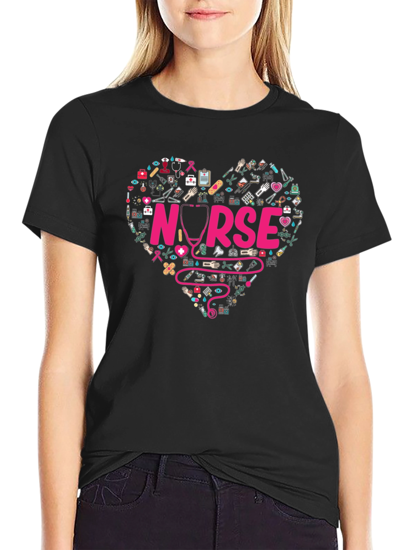Nurse Heart Graphic T-Shirt - Medical Professional Apparel