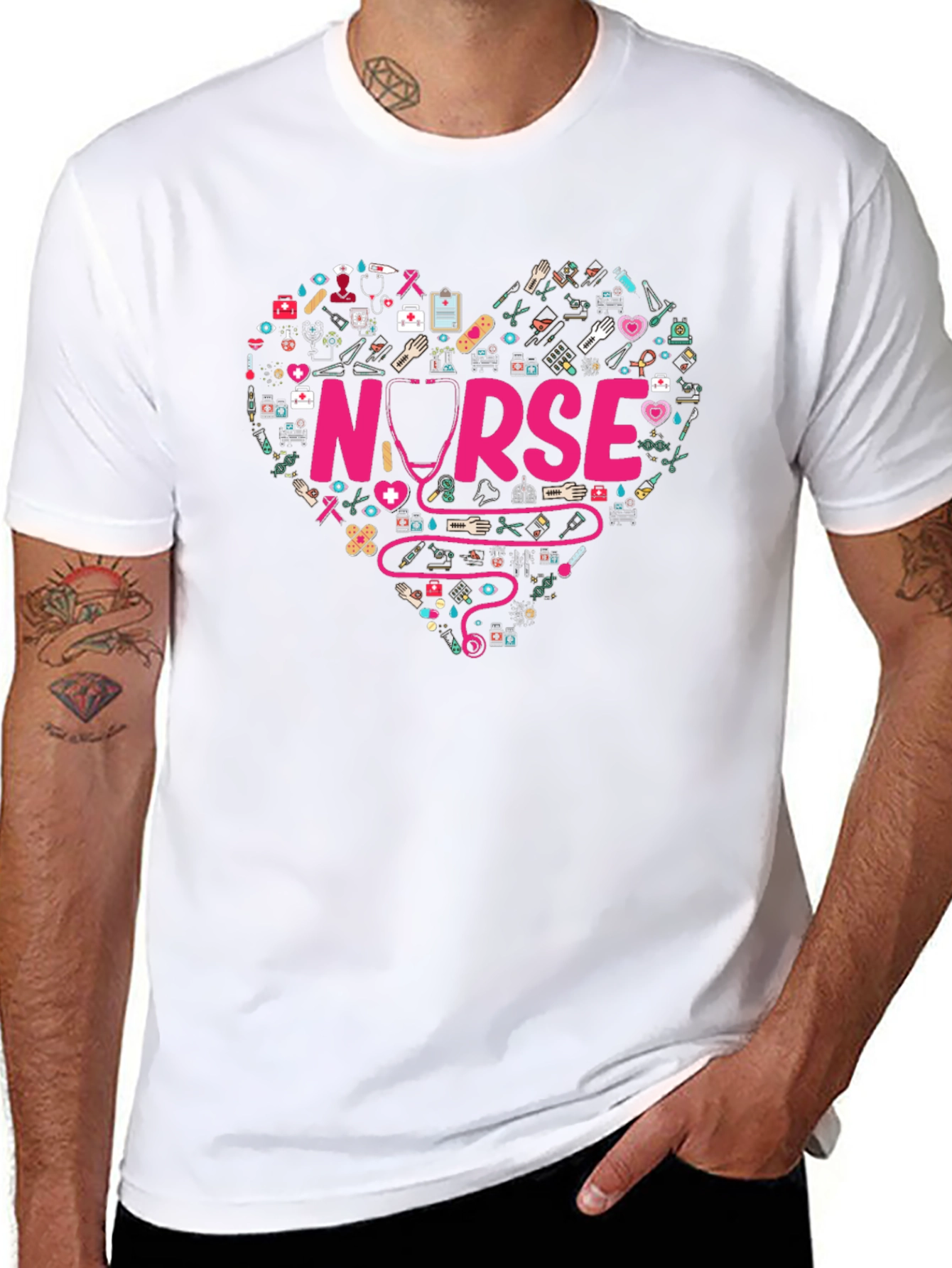 Nurse Heart Graphic T-Shirt - Medical Professional Apparel