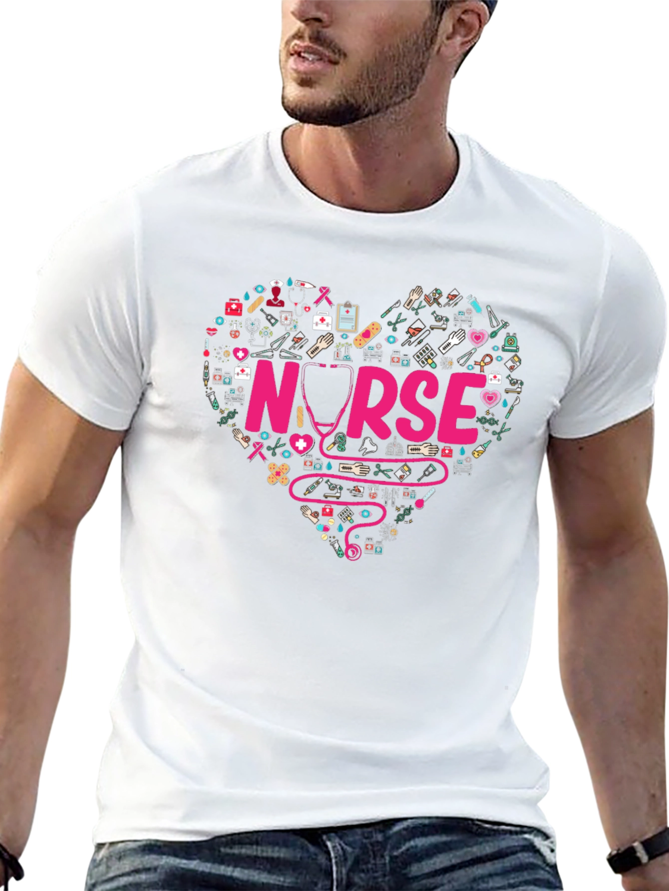 Nurse Heart Graphic T-Shirt - Medical Professional Apparel