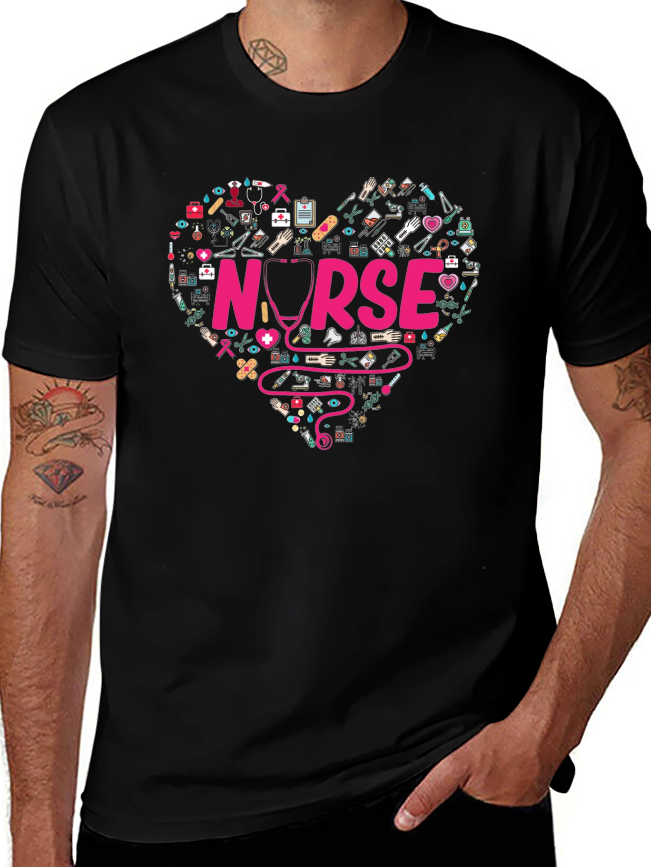 Nurse Heart Graphic T-Shirt - Medical Professional Apparel