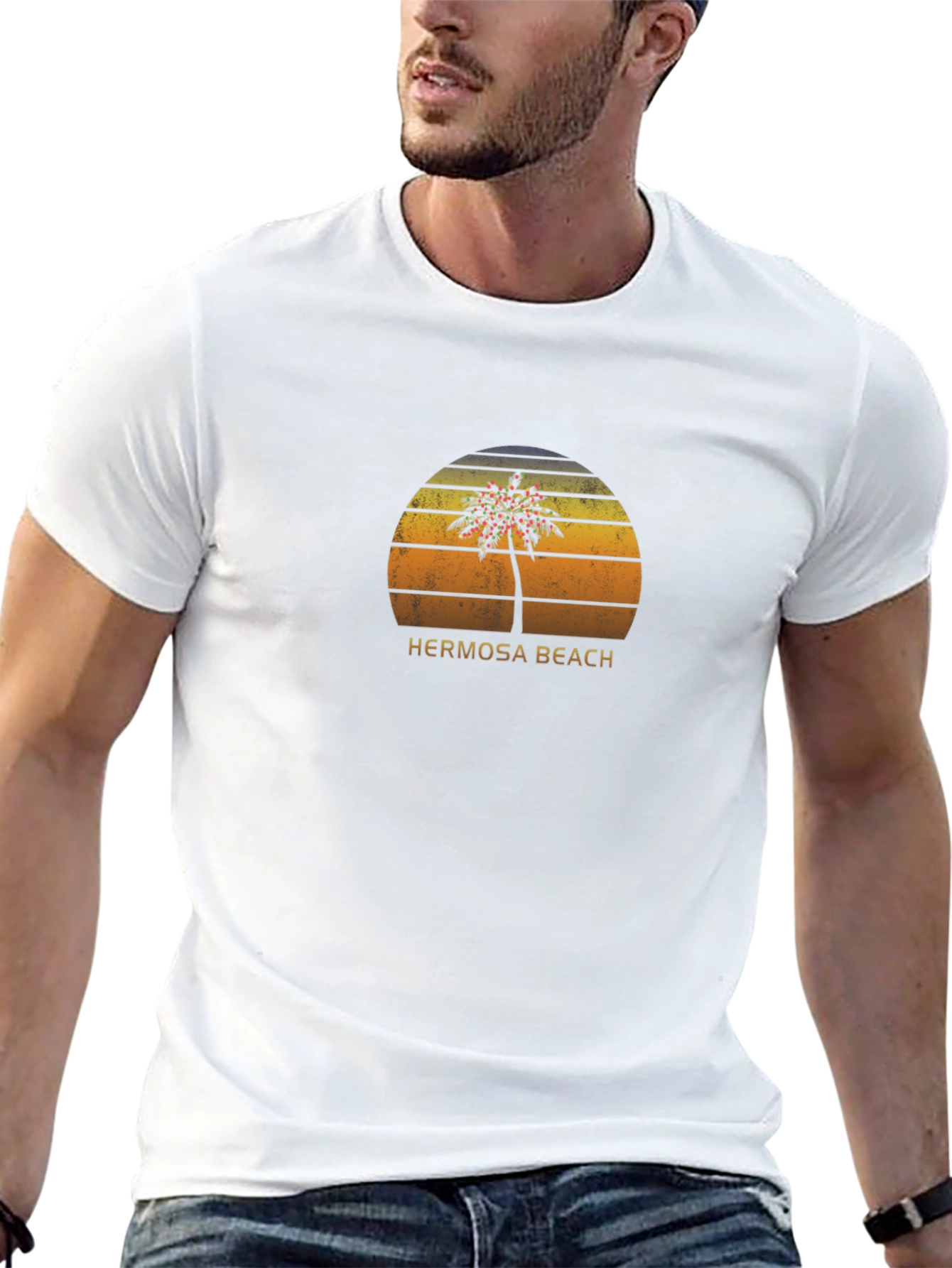 Hermosa Beach Palm Tree Graphic Tee - Retro Style