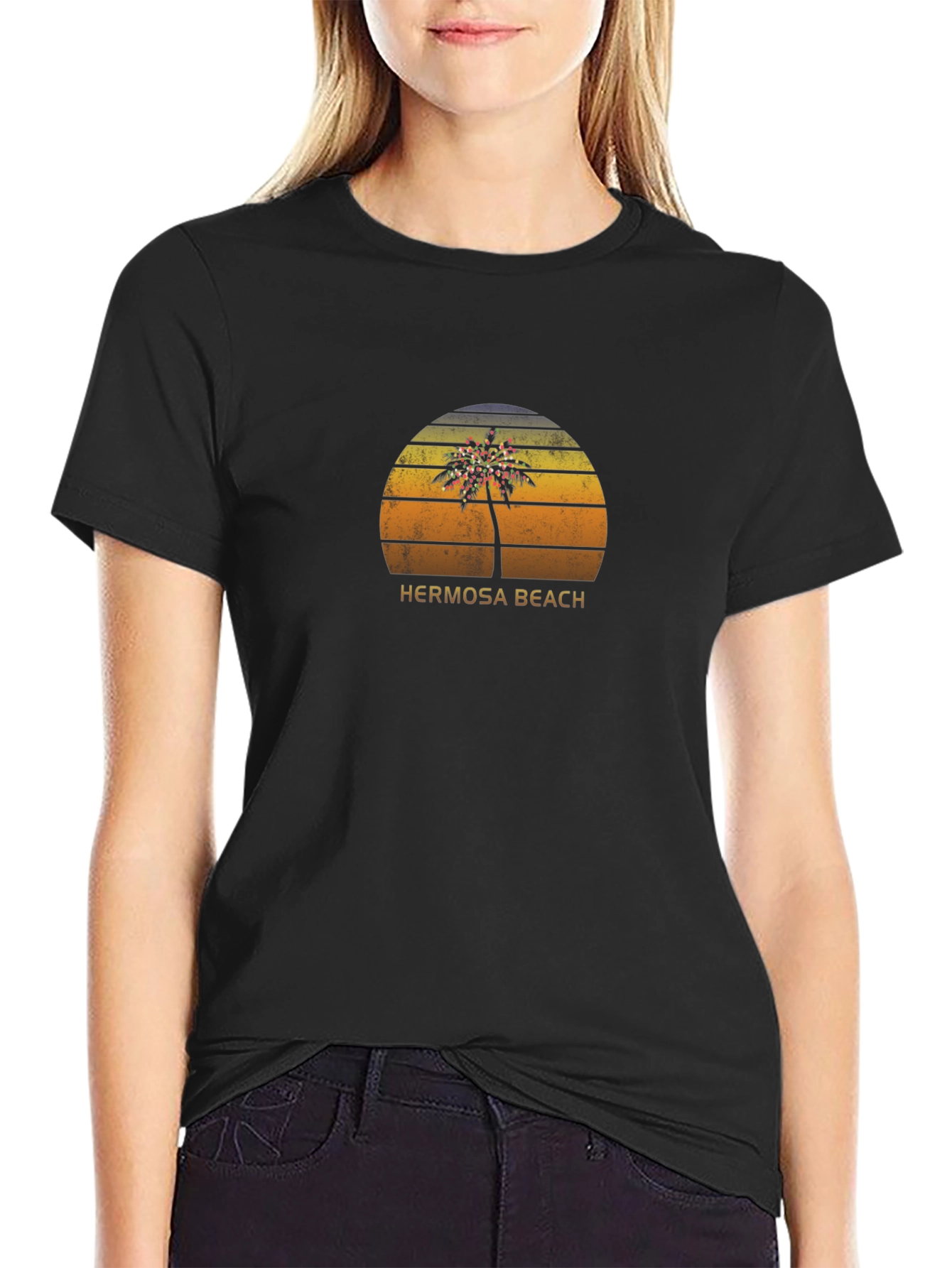 Hermosa Beach Palm Tree Graphic Tee - Retro Style
