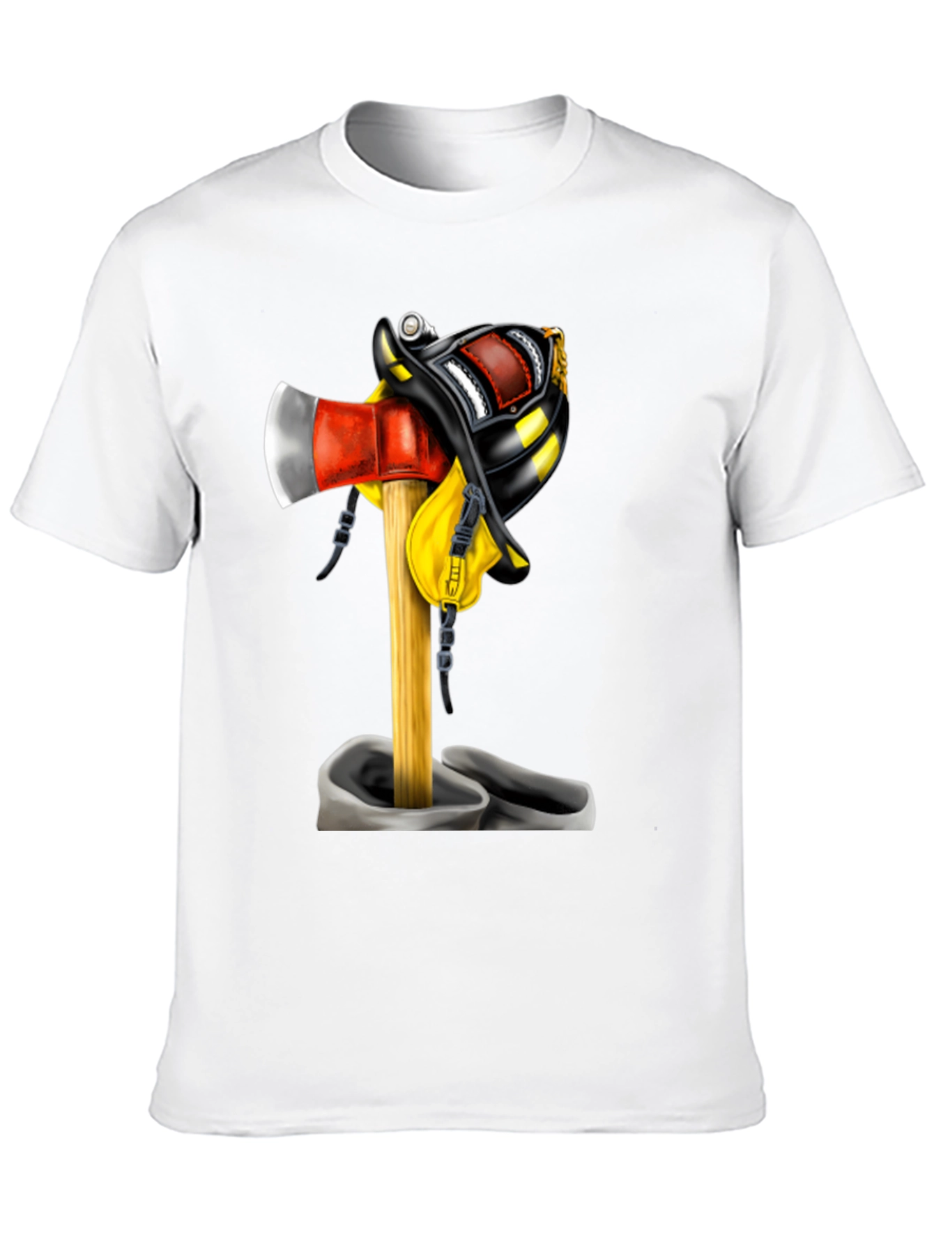 Firefighter Axe & Helmet Graphic T-Shirt