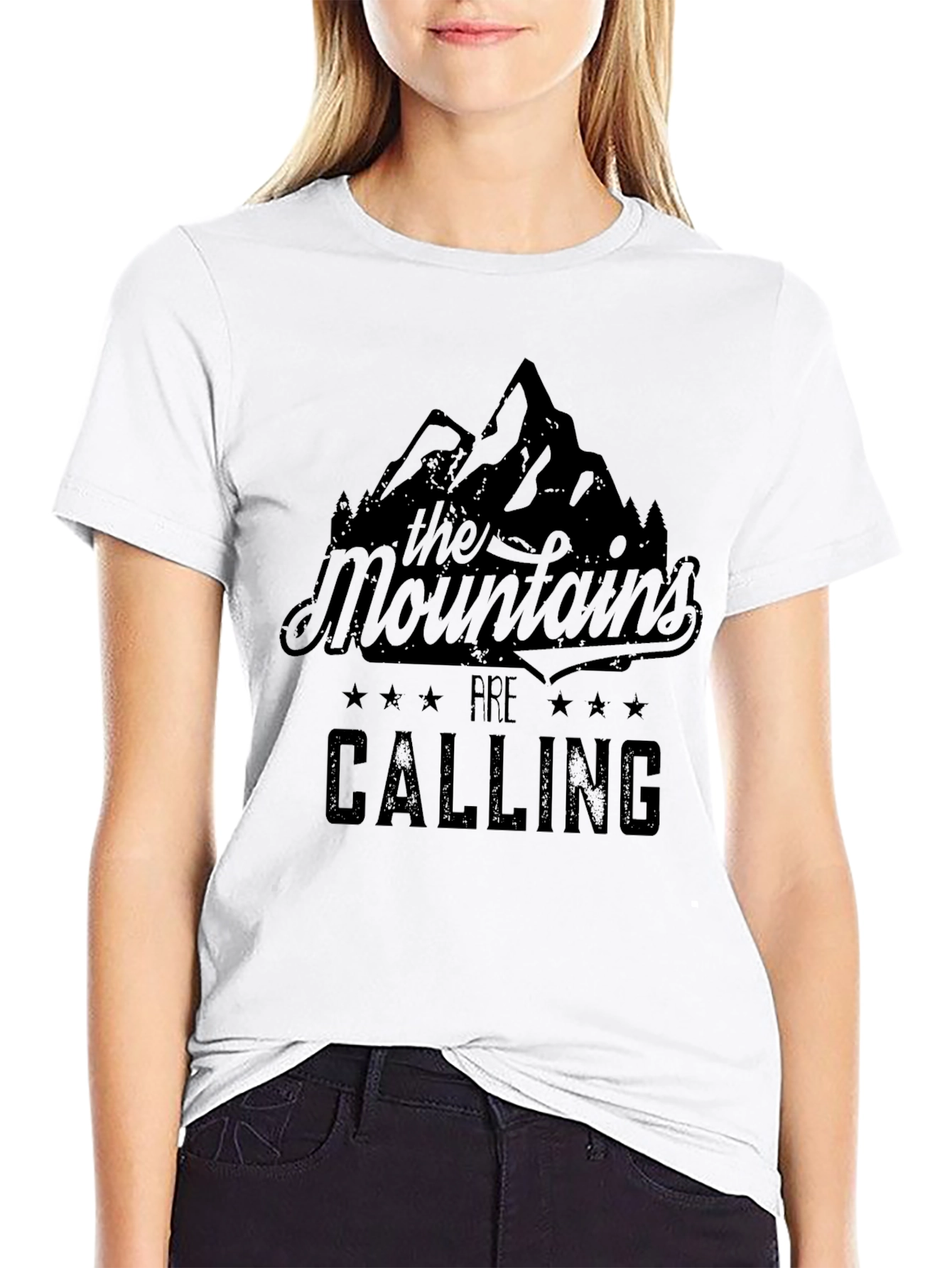 Mountains Are Calling Graphic Tee - Black