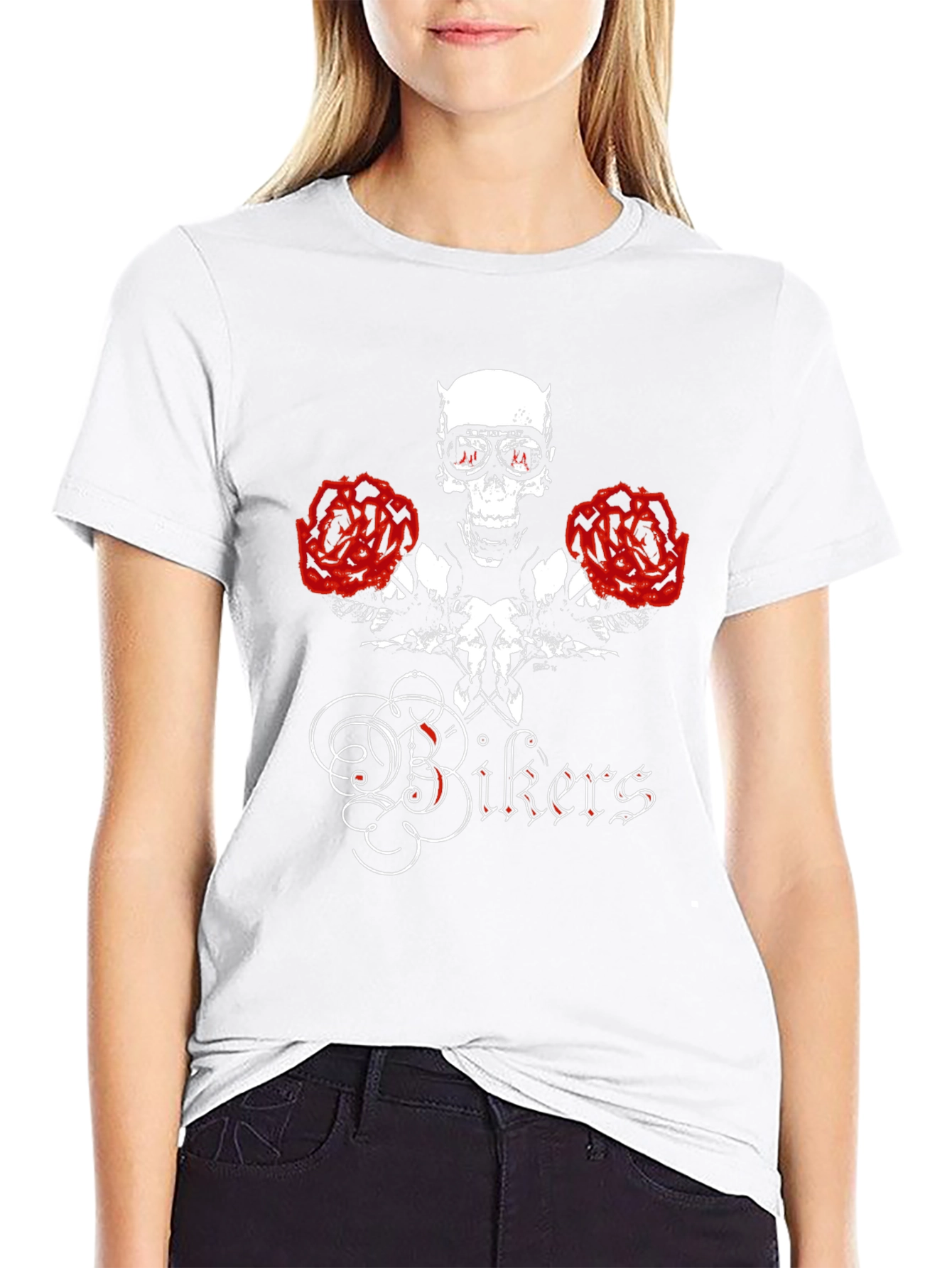 Skull & Roses Bikers Graphic T-Shirt
