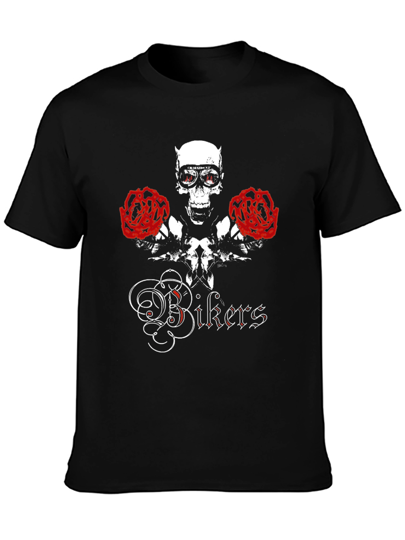 Skull & Roses Bikers Graphic T-Shirt