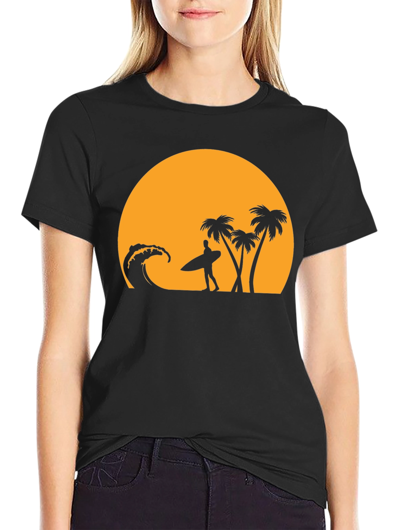 Sunset Beach Surfer Graphic T-Shirt