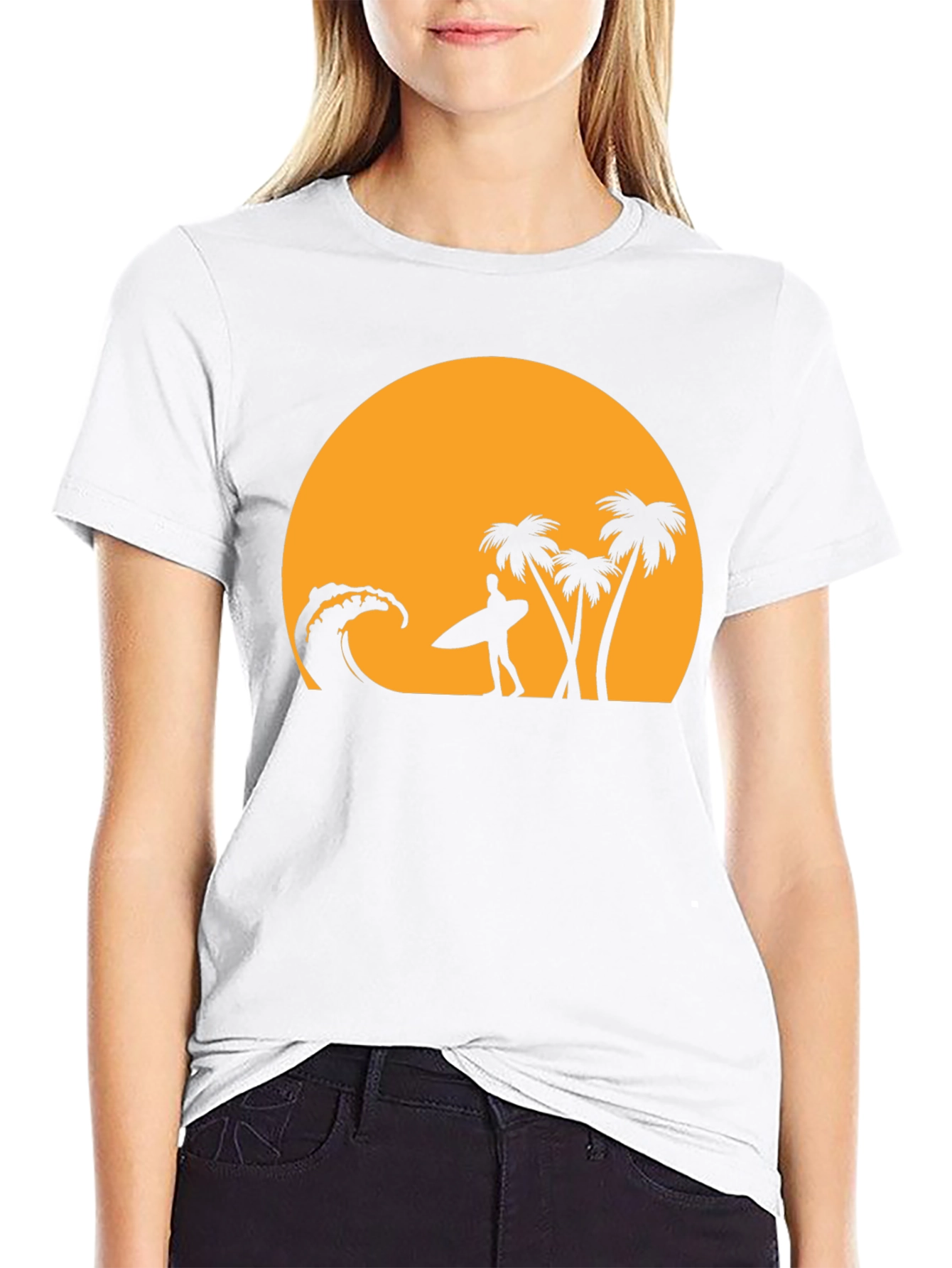 Sunset Beach Surfer Graphic T-Shirt