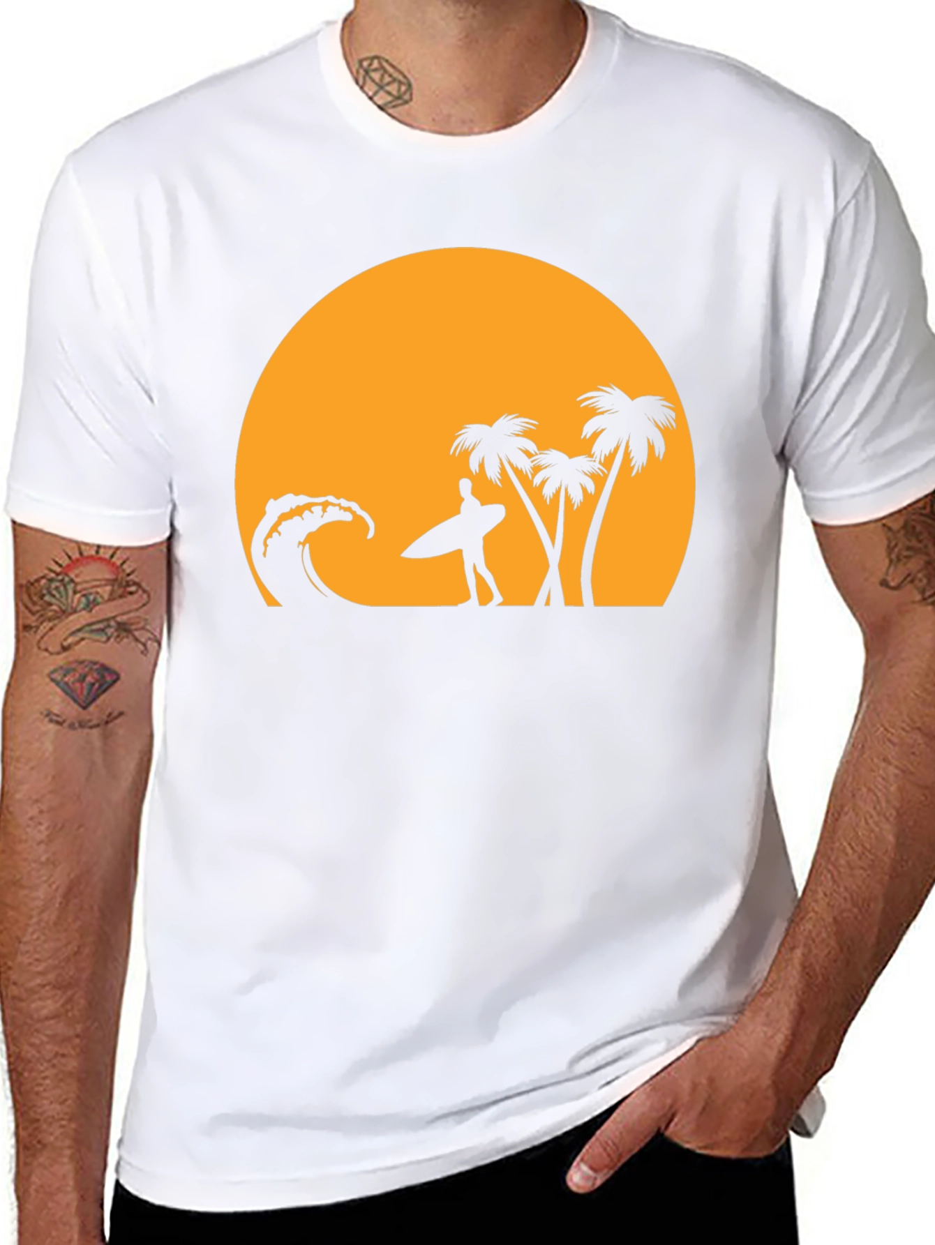 Sunset Beach Surfer Graphic T-Shirt