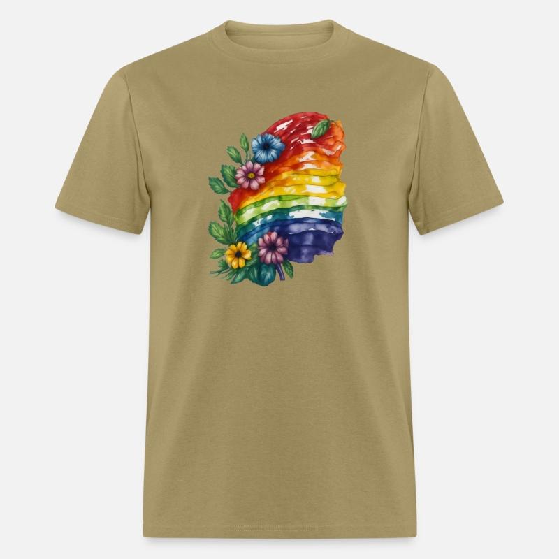 Watercolor painting of a rainbow flag.