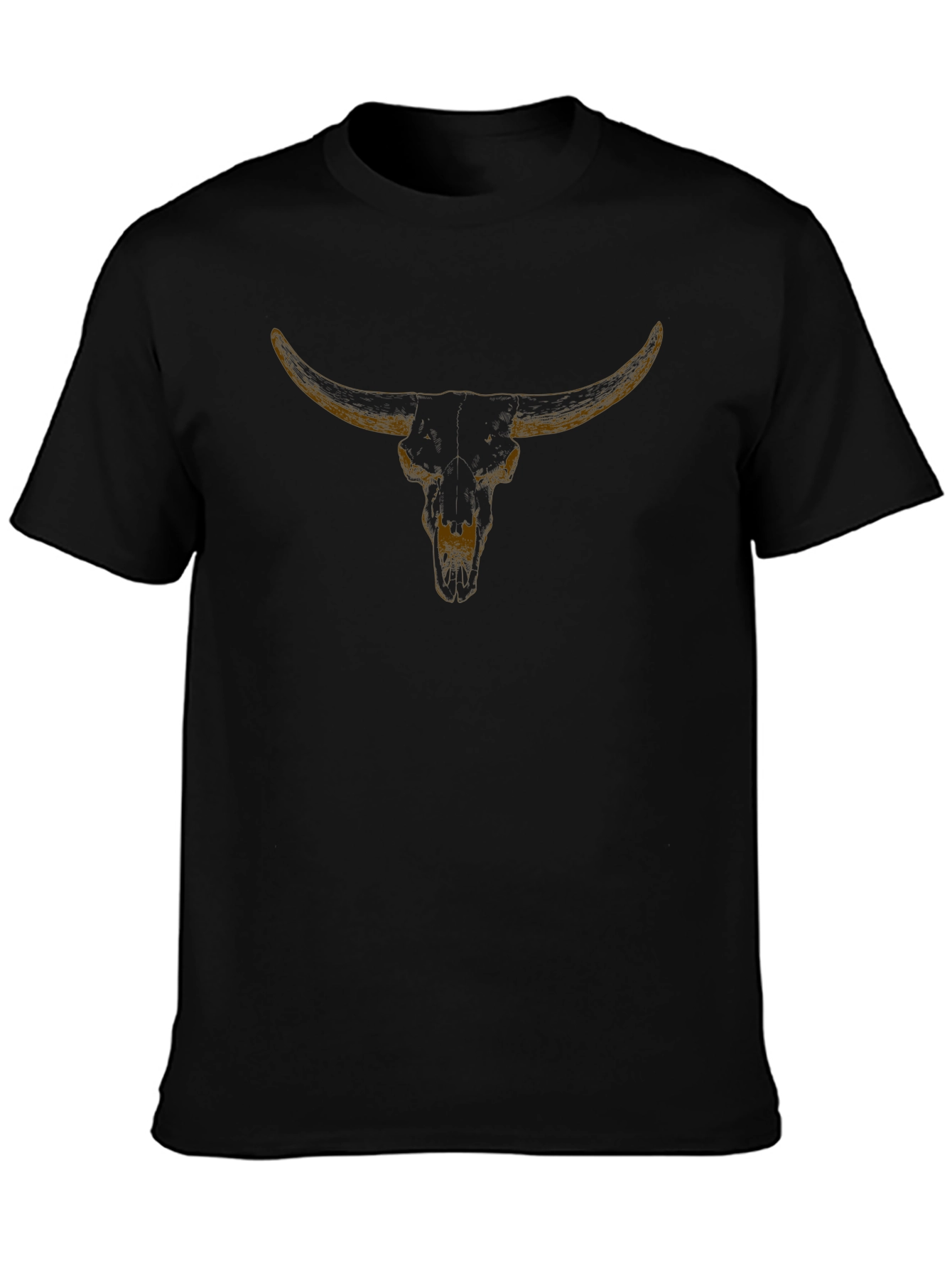 Steer Skull Graphic Tee - Black Cotton T-Shirt