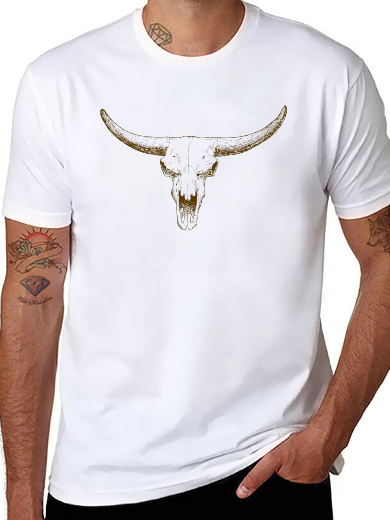Steer Skull Graphic Tee - Black Cotton T-Shirt