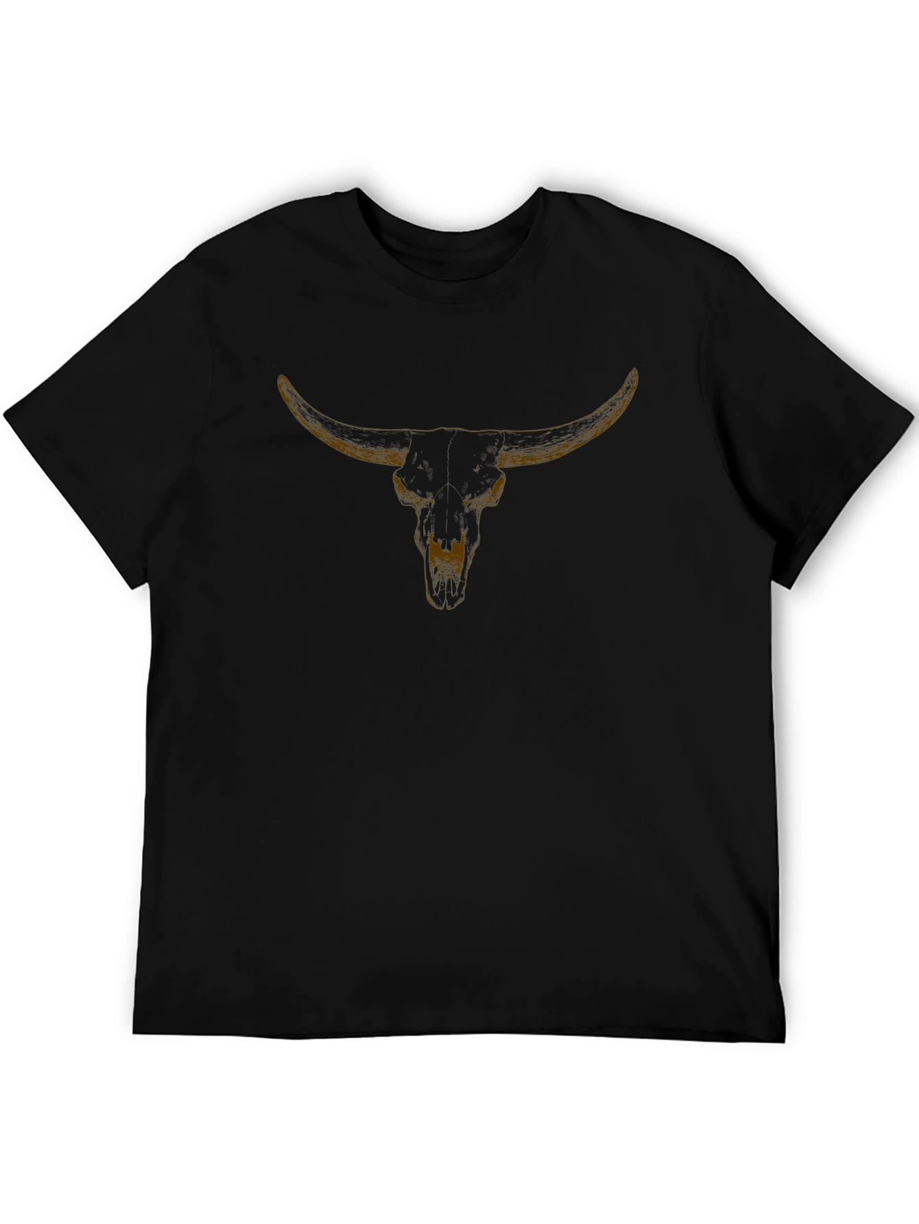 Steer Skull Graphic Tee - Black Cotton T-Shirt