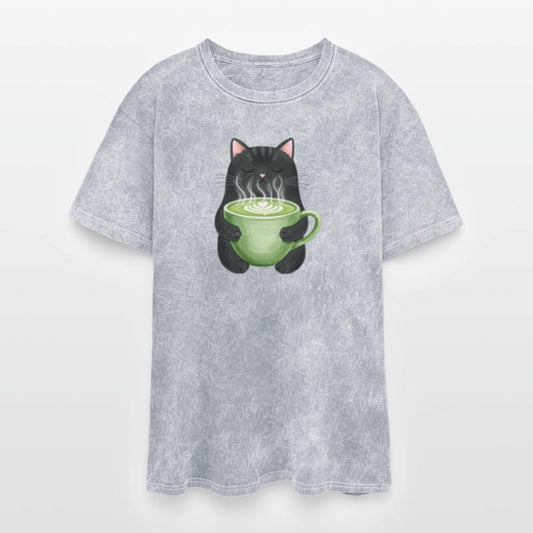 Whimsical Cat with Green Latte